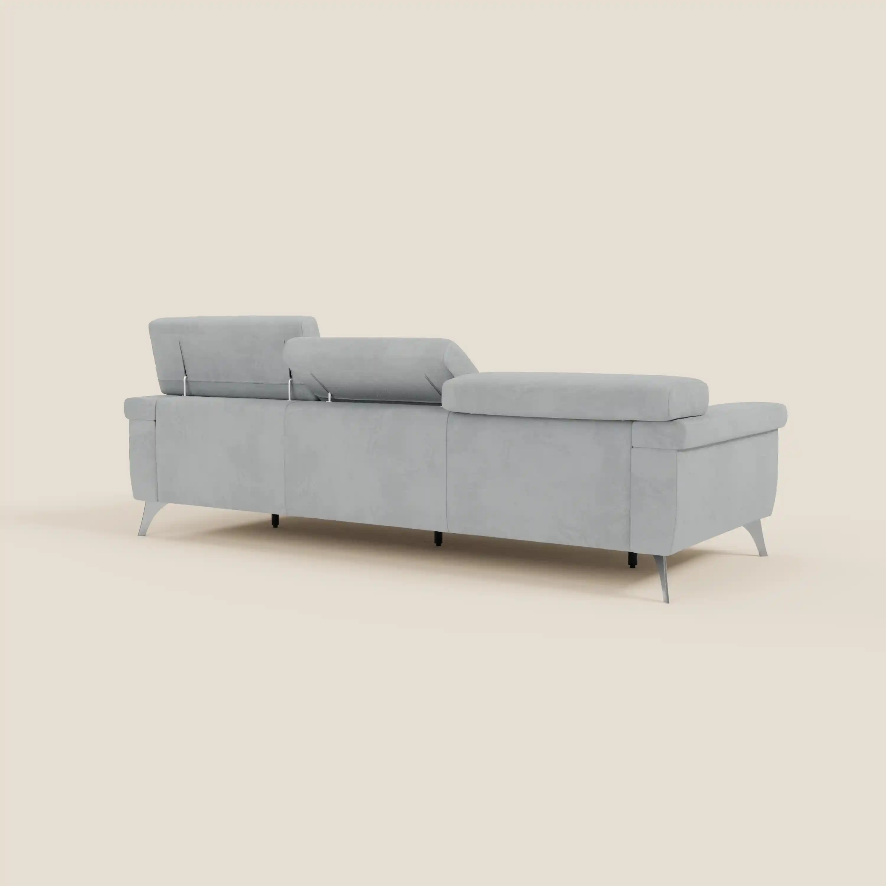 Raffaello Canapé avec 3 assises coulissantes et têtières inclinables en microfibre détachable T11 gris clair - Image 7