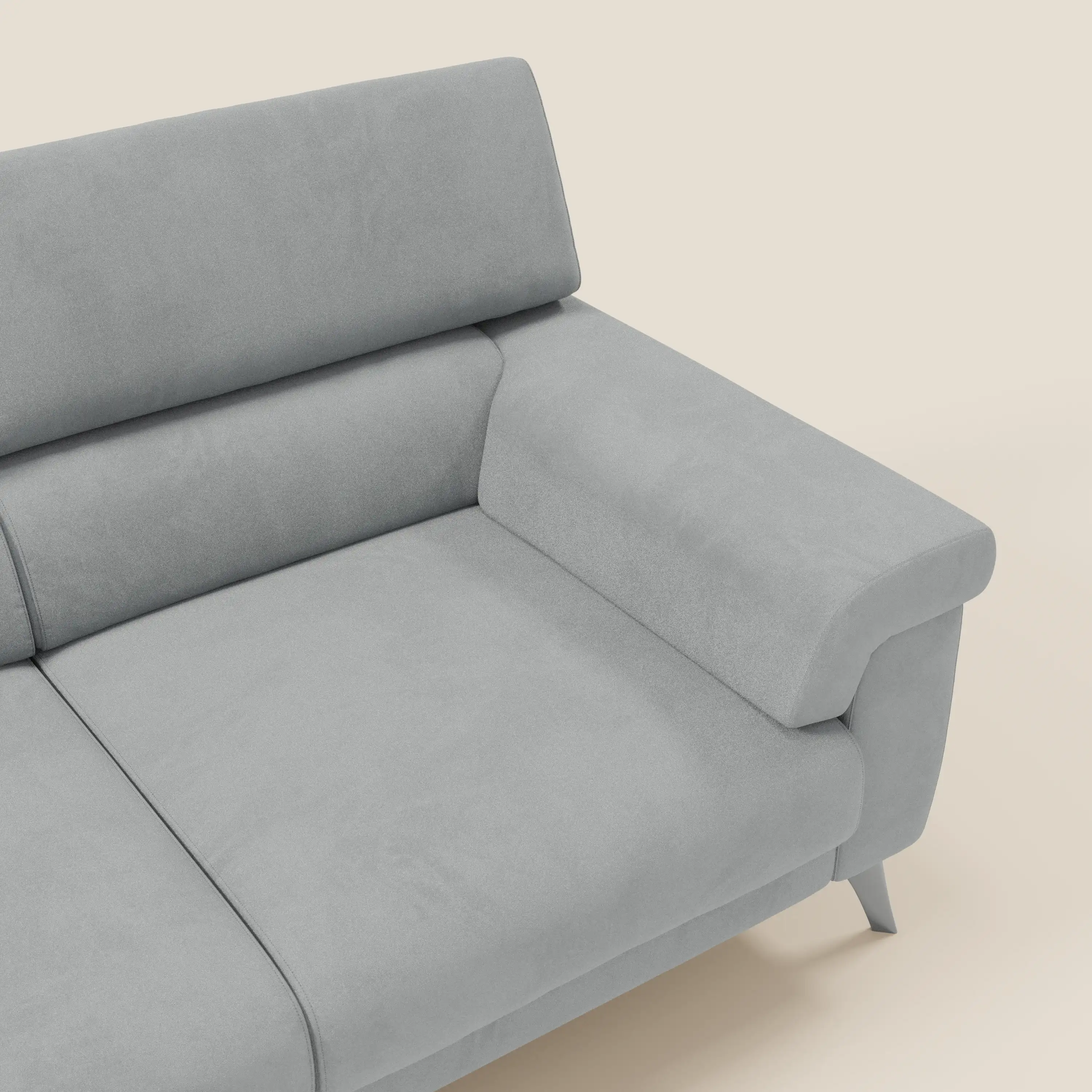 Raffaello Canapé avec 3 assises coulissantes et têtières inclinables en microfibre détachable T11 gris clair - Image 9