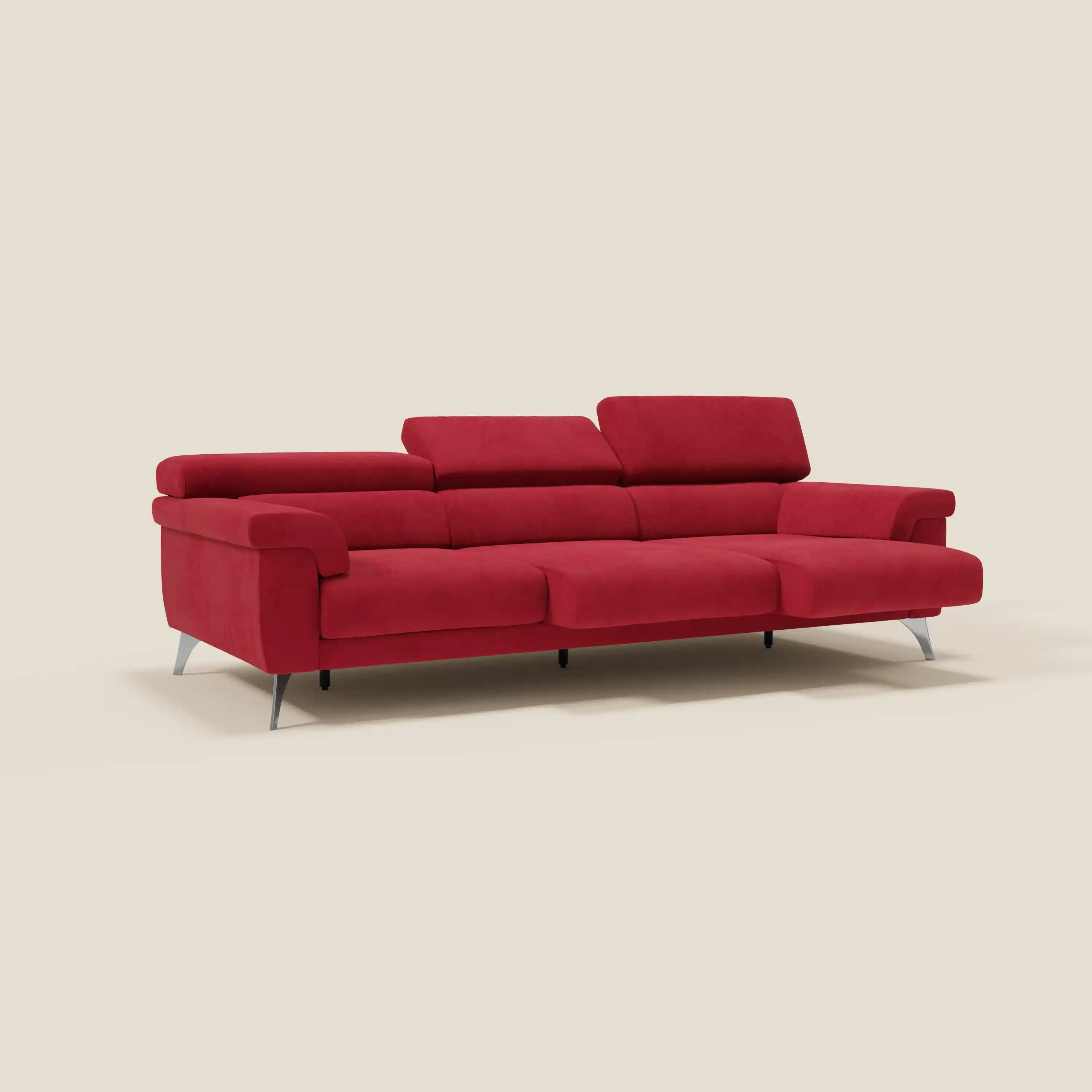 Raffaello Canapé avec 3 assises coulissantes et têtières inclinables en microfibre détachable T11 rouge - Image 2
