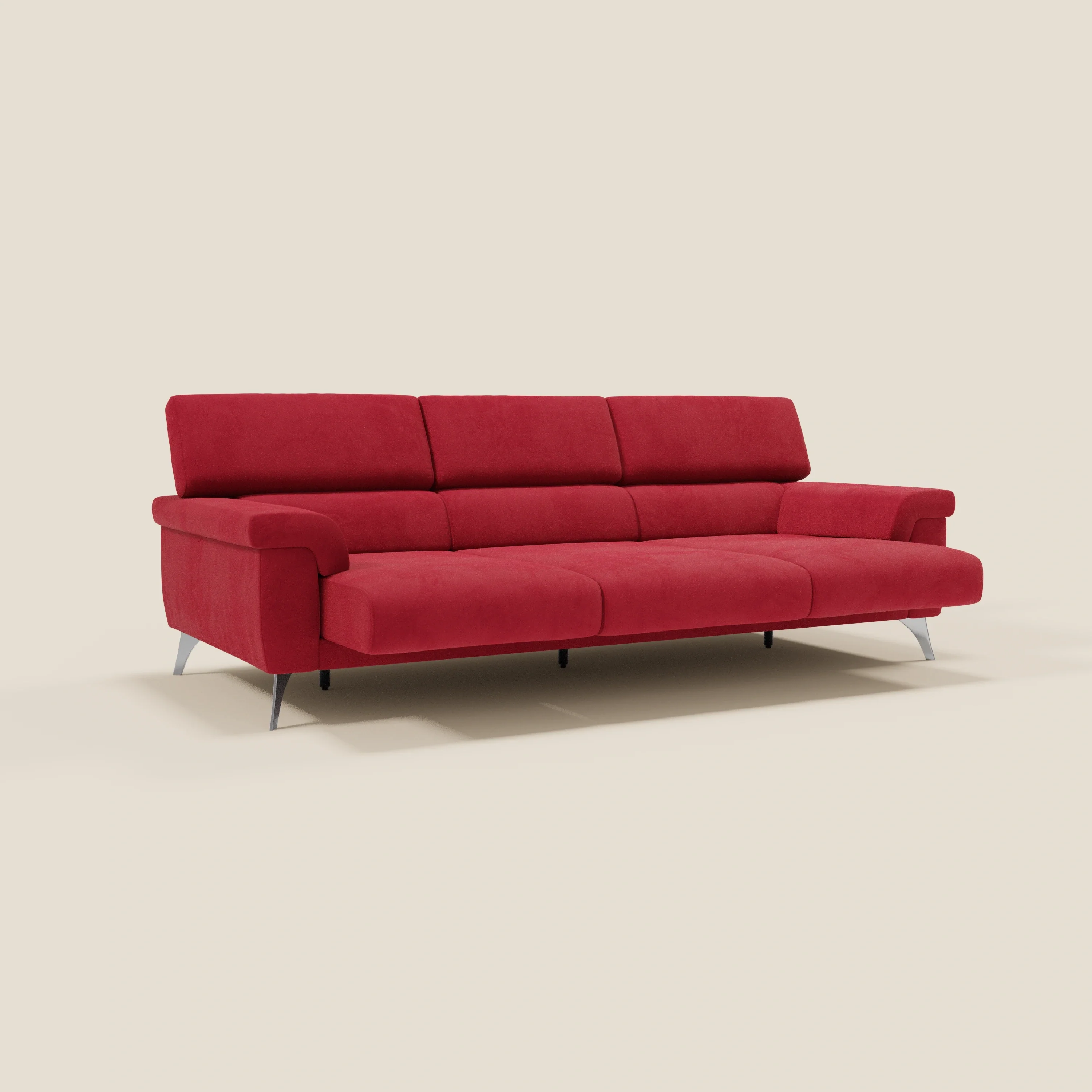 Raffaello Canapé avec 3 assises coulissantes et têtières inclinables en microfibre détachable T11 rouge - Image 3