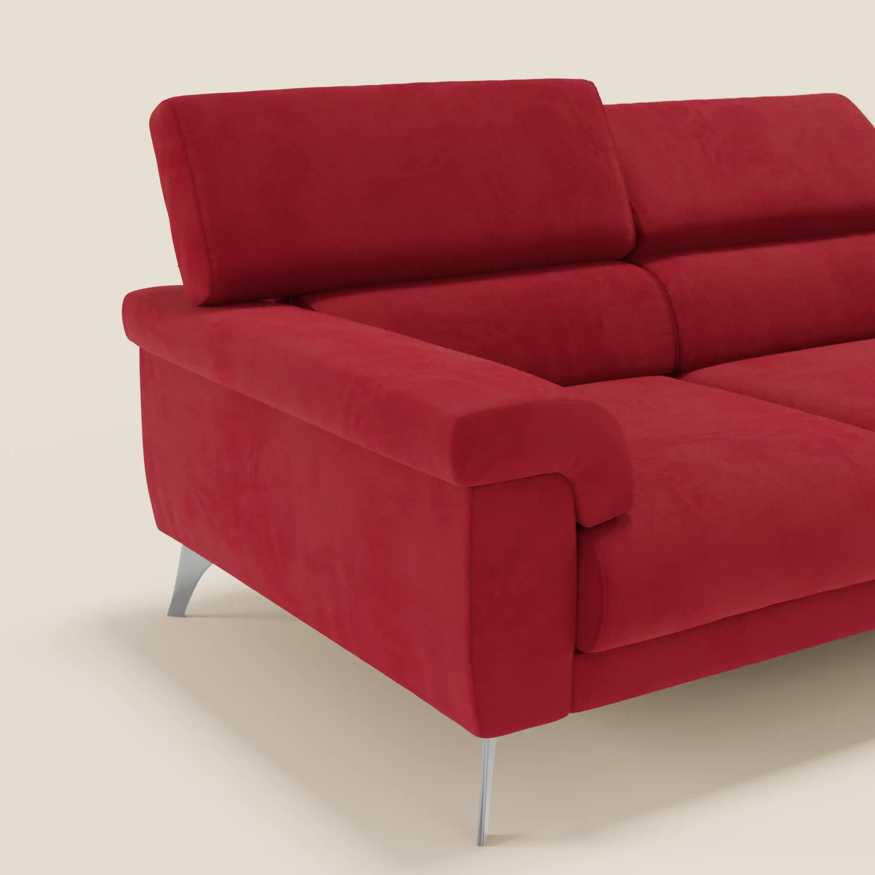 Raffaello Canapé avec 3 assises coulissantes et têtières inclinables en microfibre détachable T11 rouge - Image 4