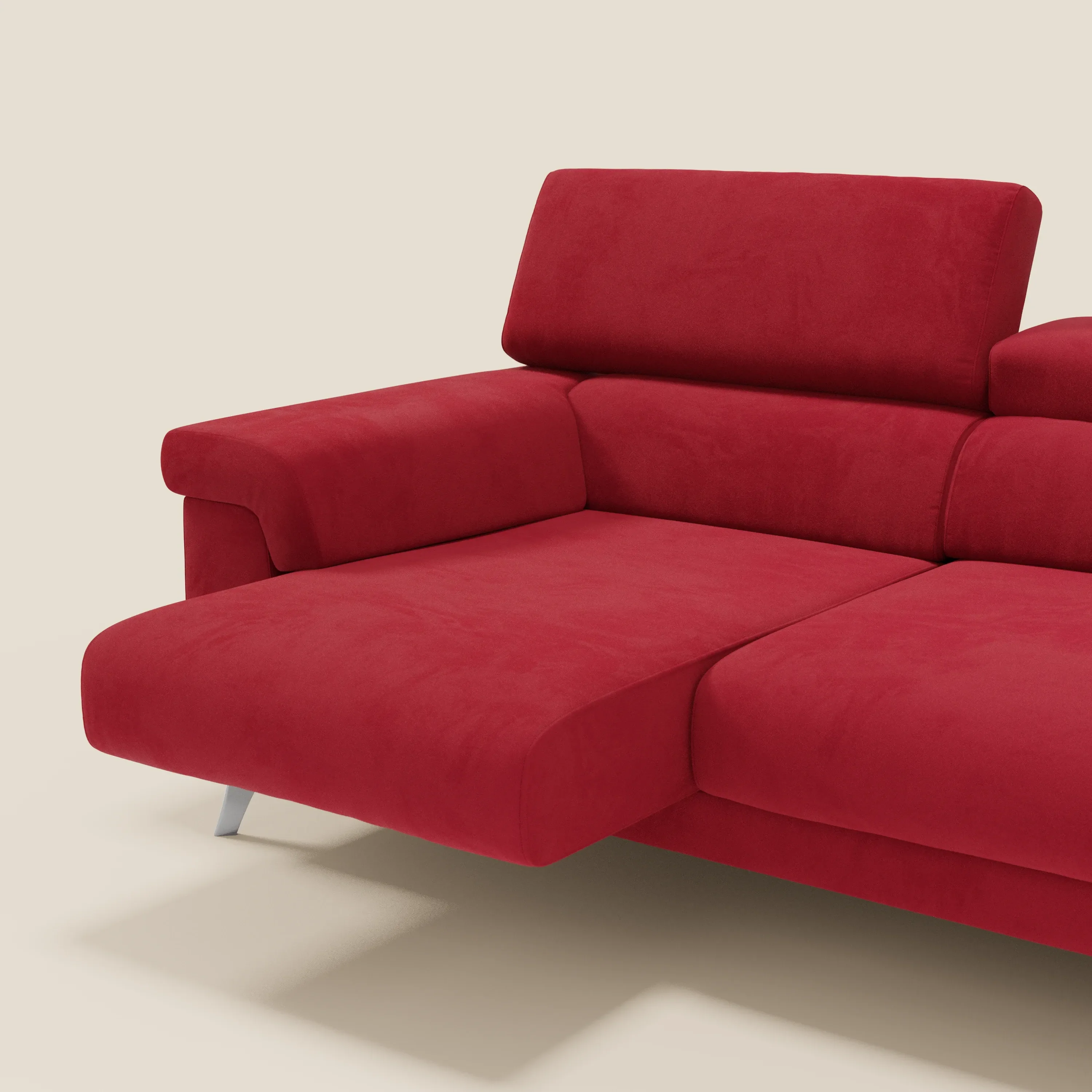 Raffaello Canapé avec 3 assises coulissantes et têtières inclinables en microfibre détachable T11 rouge - Image 5