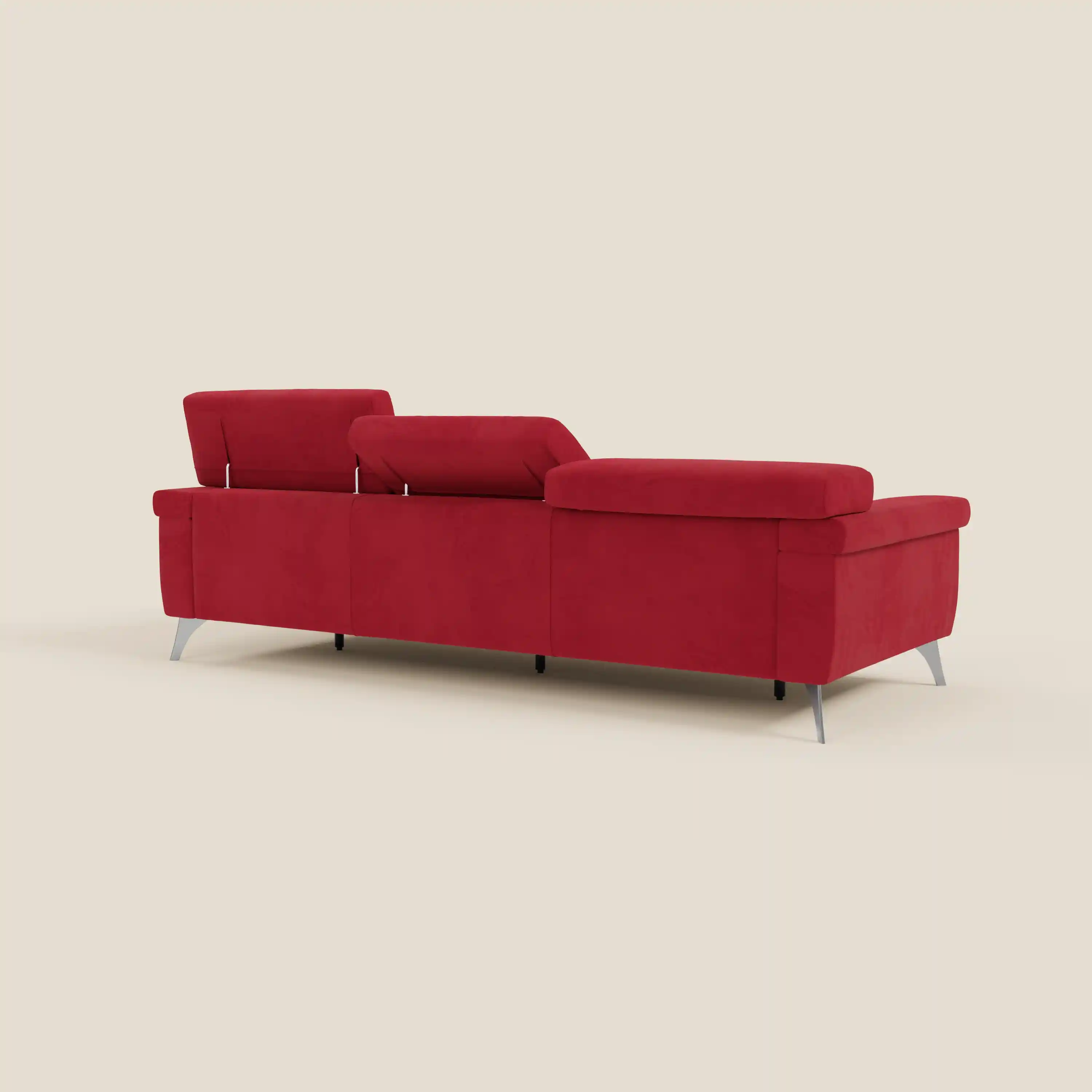 Raffaello Canapé avec 3 assises coulissantes et têtières inclinables en microfibre détachable T11 rouge - Image 7