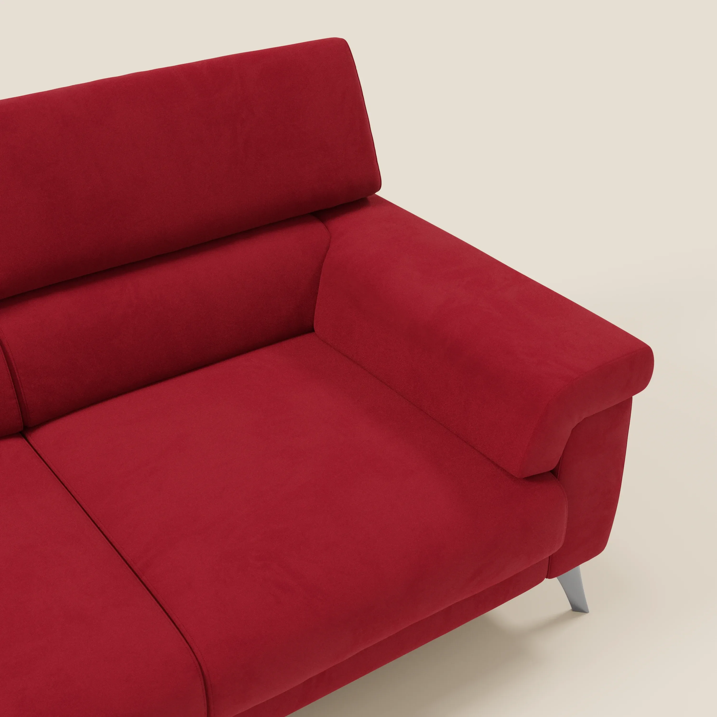 Raffaello Canapé avec 3 assises coulissantes et têtières inclinables en microfibre détachable T11 rouge - Image 9
