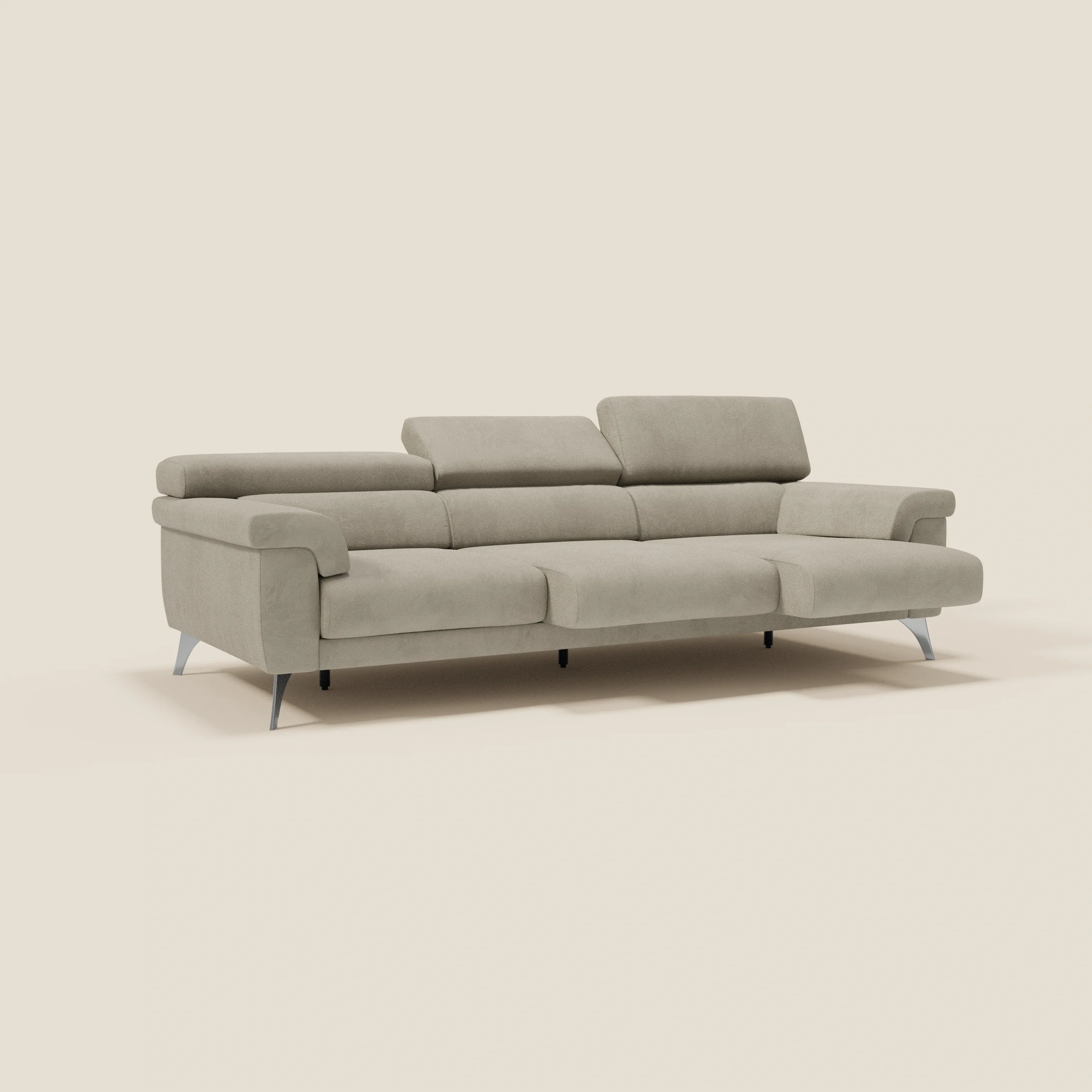 Raffaello Canapé avec 3 assises coulissantes et têtières inclinables en microfibre détachable T11 taupe - Image 2