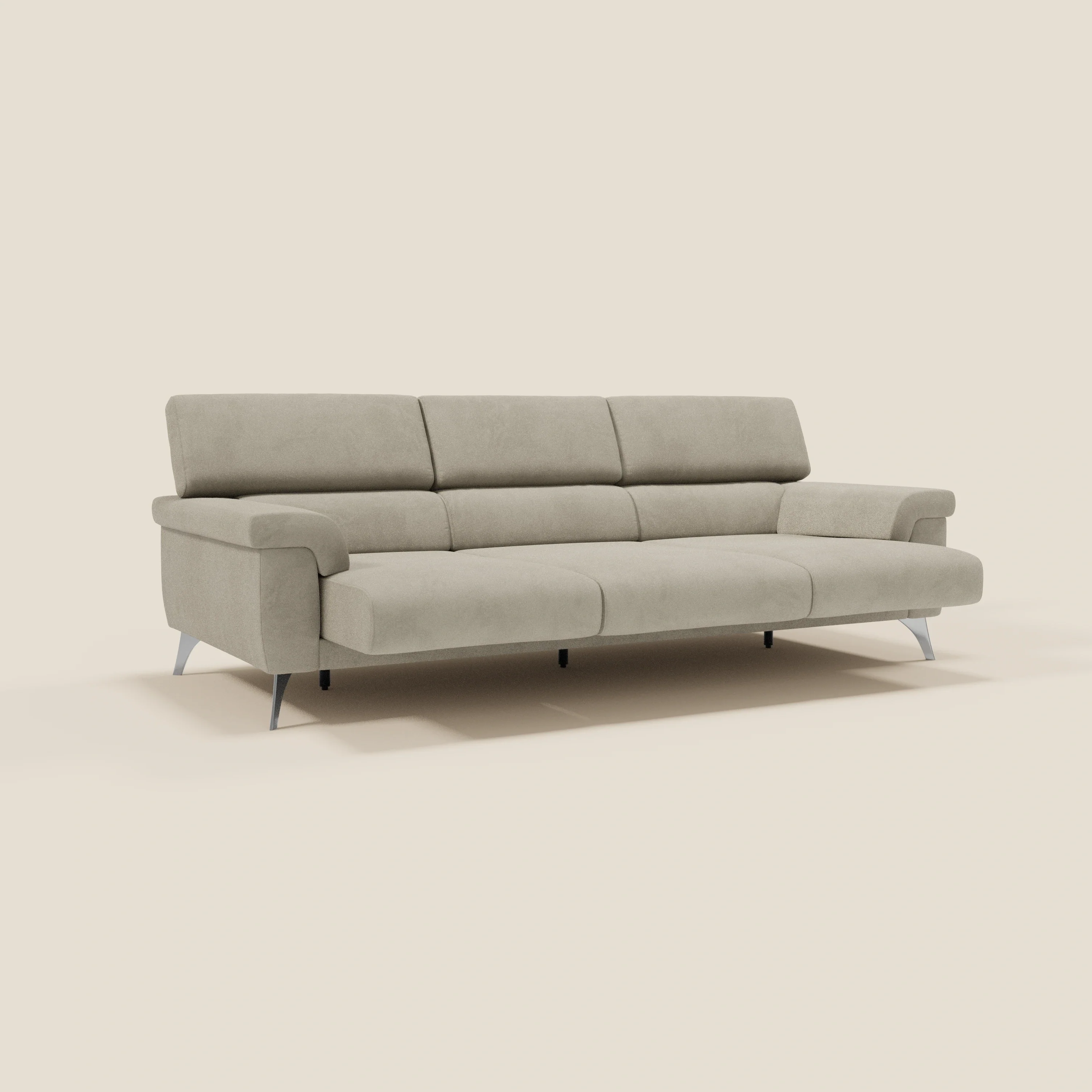 Raffaello Canapé avec 3 assises coulissantes et têtières inclinables en microfibre détachable T11 taupe - Image 3