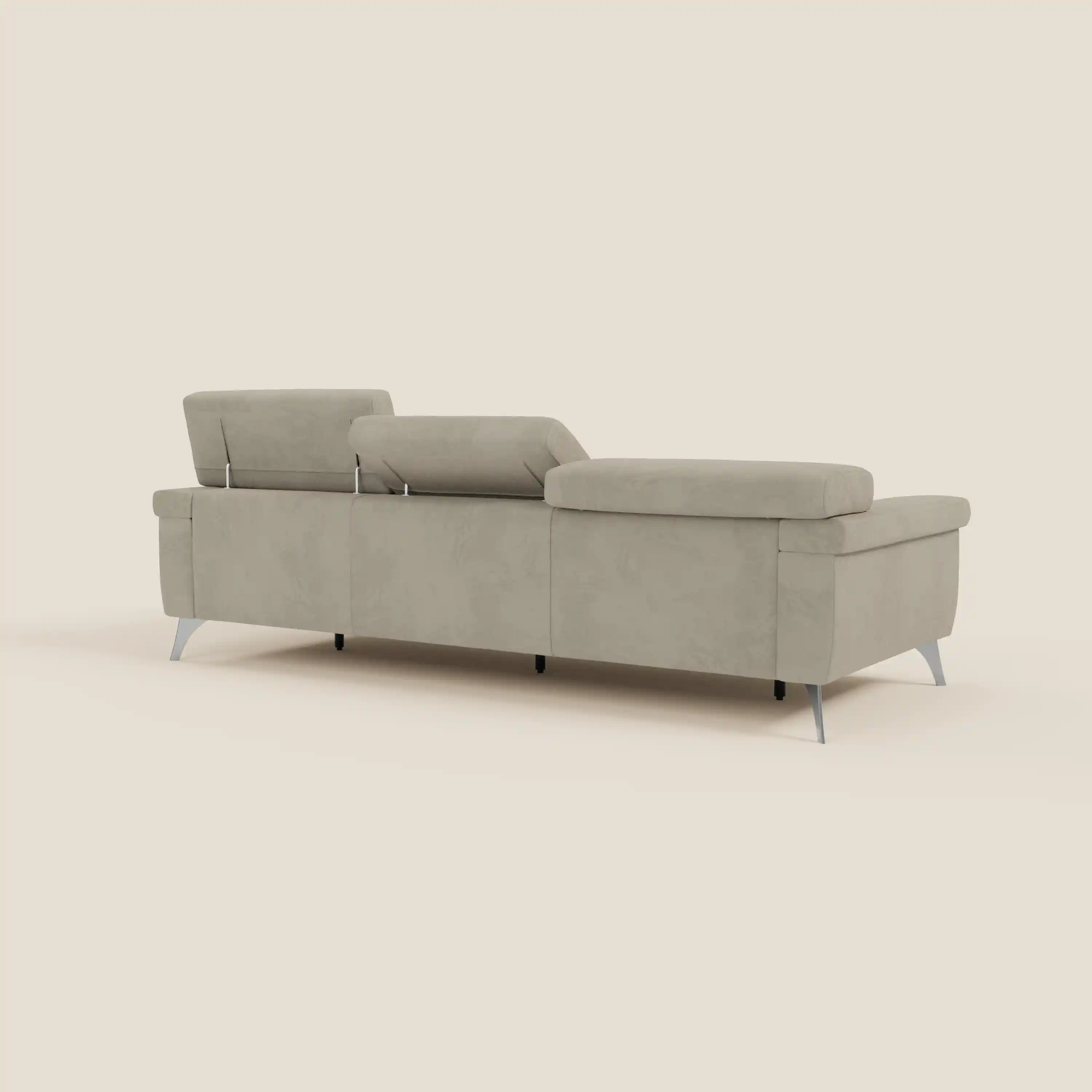 Raffaello Canapé avec 3 assises coulissantes et têtières inclinables en microfibre détachable T11 taupe - Image 7