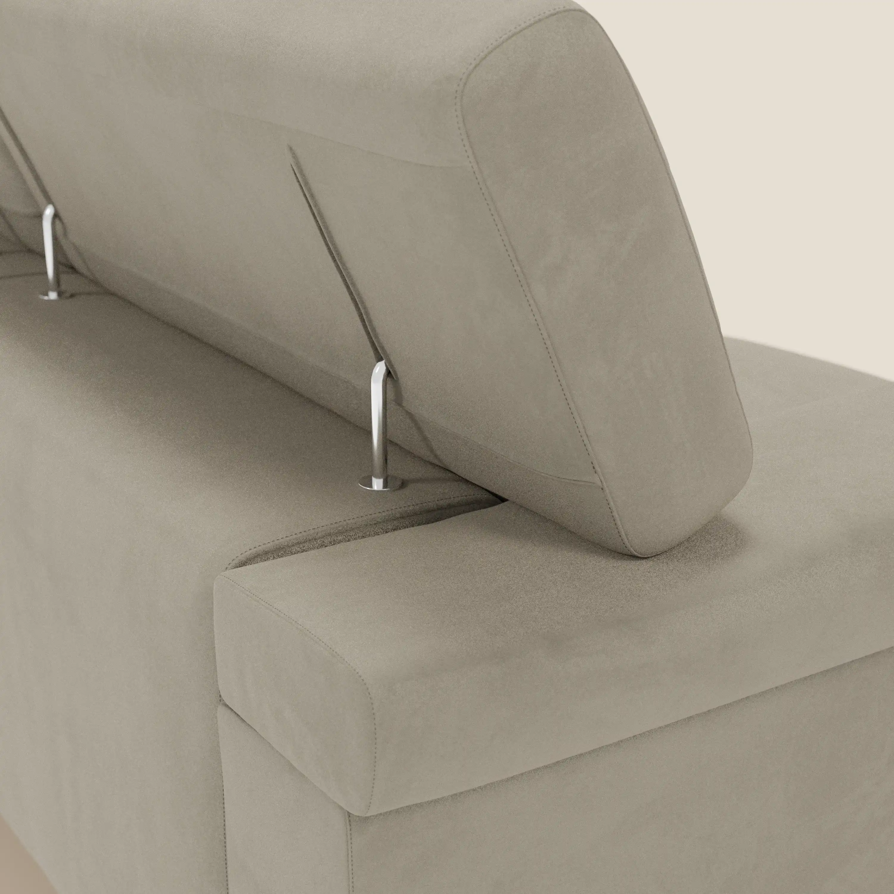 Raffaello Canapé avec 3 assises coulissantes et têtières inclinables en microfibre détachable T11 taupe - Image 8