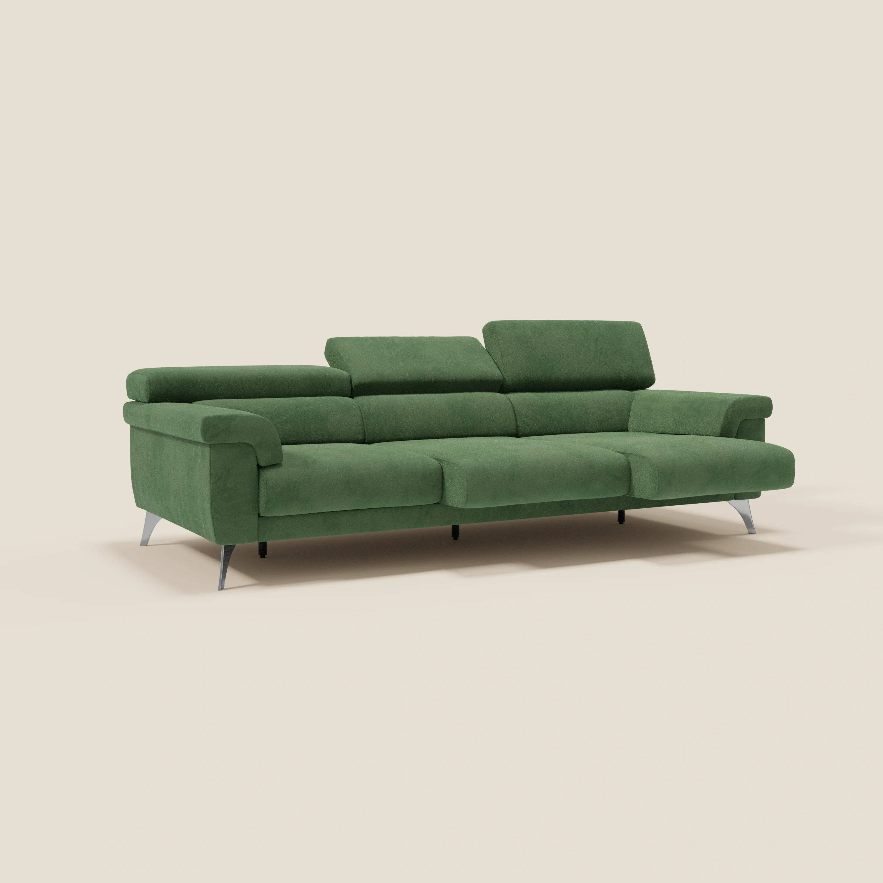 Raffaello Canapé avec 3 assises coulissantes et têtières inclinables en microfibre détachable T11 vert - Image 2