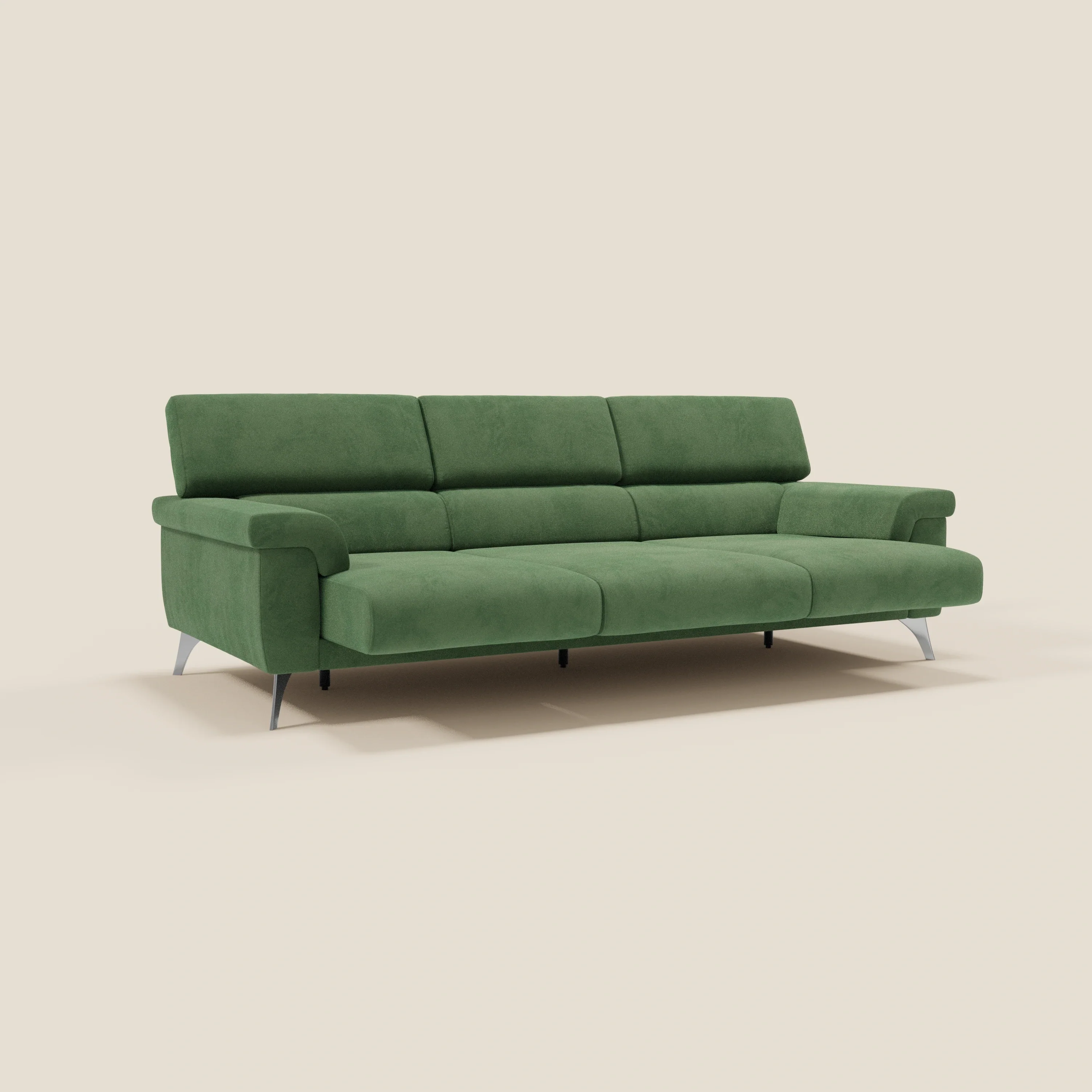 Raffaello Canapé avec 3 assises coulissantes et têtières inclinables en microfibre détachable T11 vert - Image 3