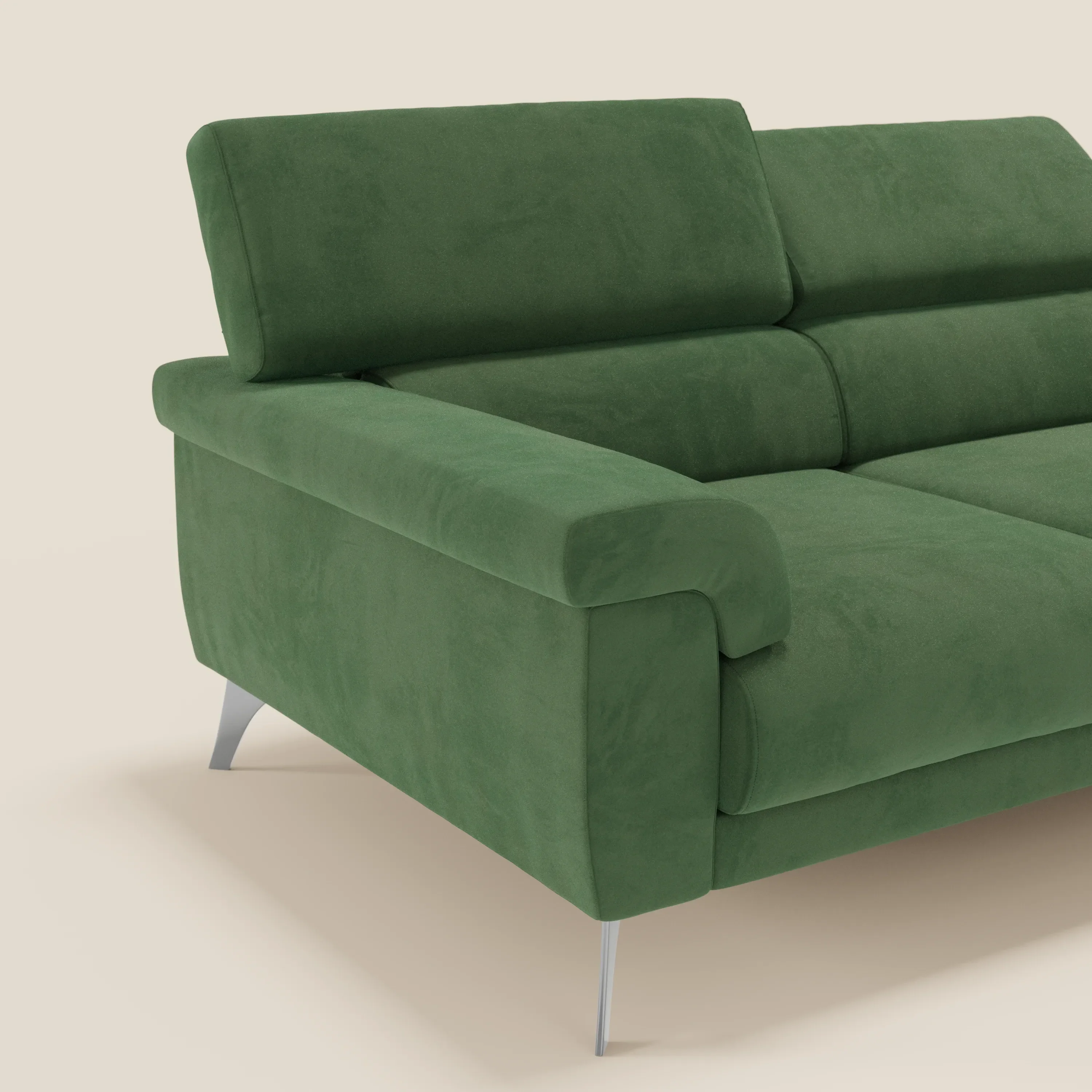 Raffaello Canapé avec 3 assises coulissantes et têtières inclinables en microfibre détachable T11 vert - Image 4