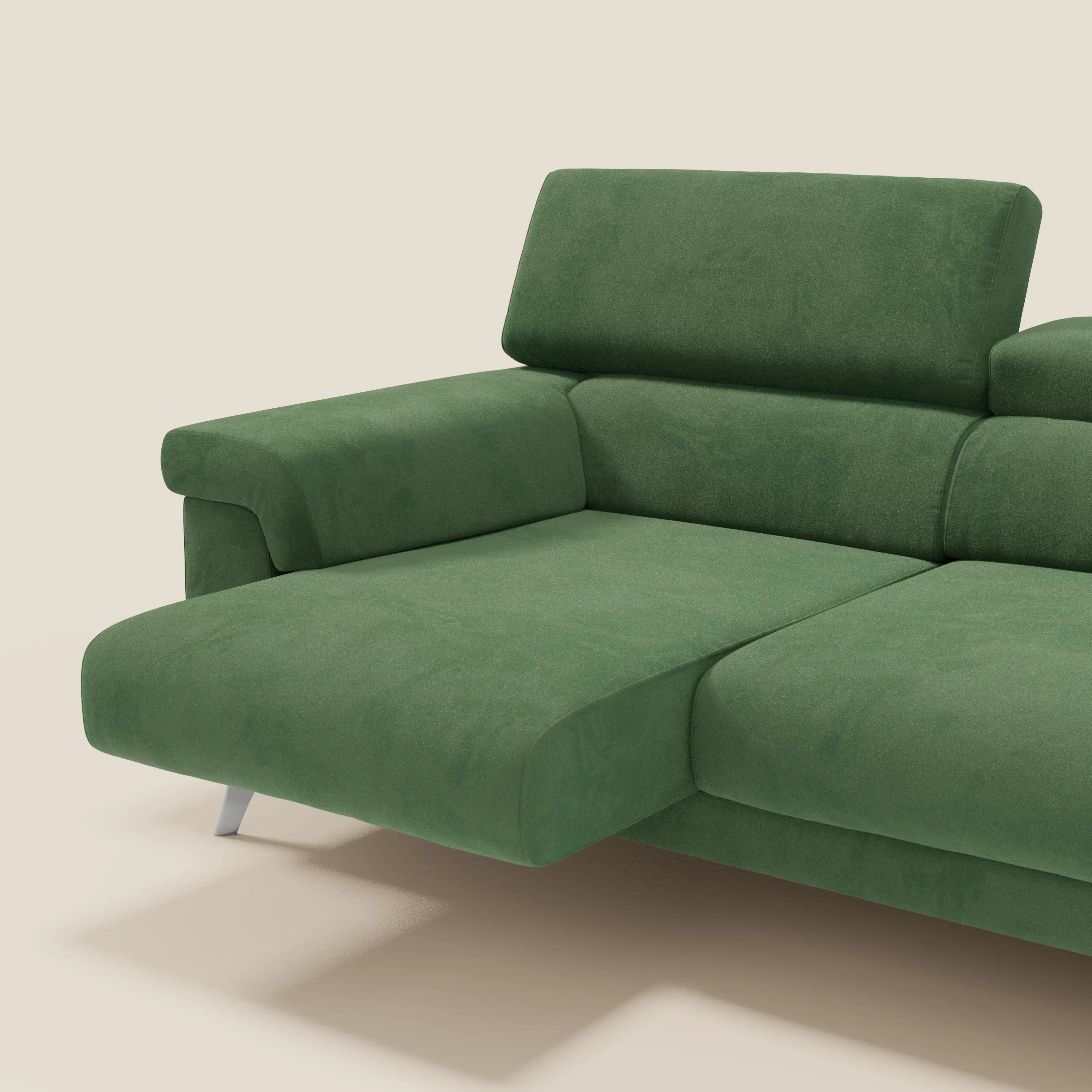 Raffaello Canapé avec 3 assises coulissantes et têtières inclinables en microfibre détachable T11 vert - Image 5