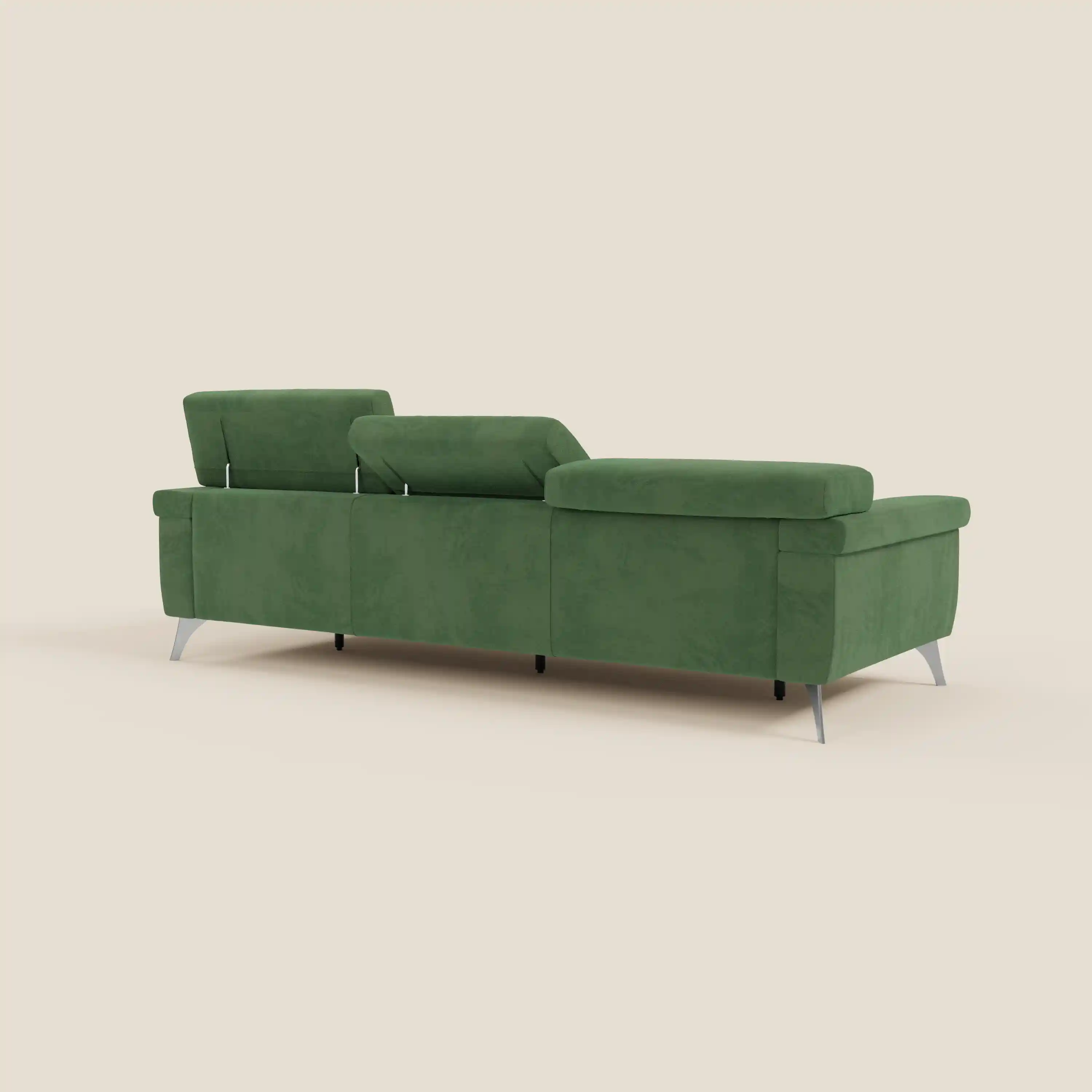 Raffaello Canapé avec 3 assises coulissantes et têtières inclinables en microfibre détachable T11 vert - Image 7