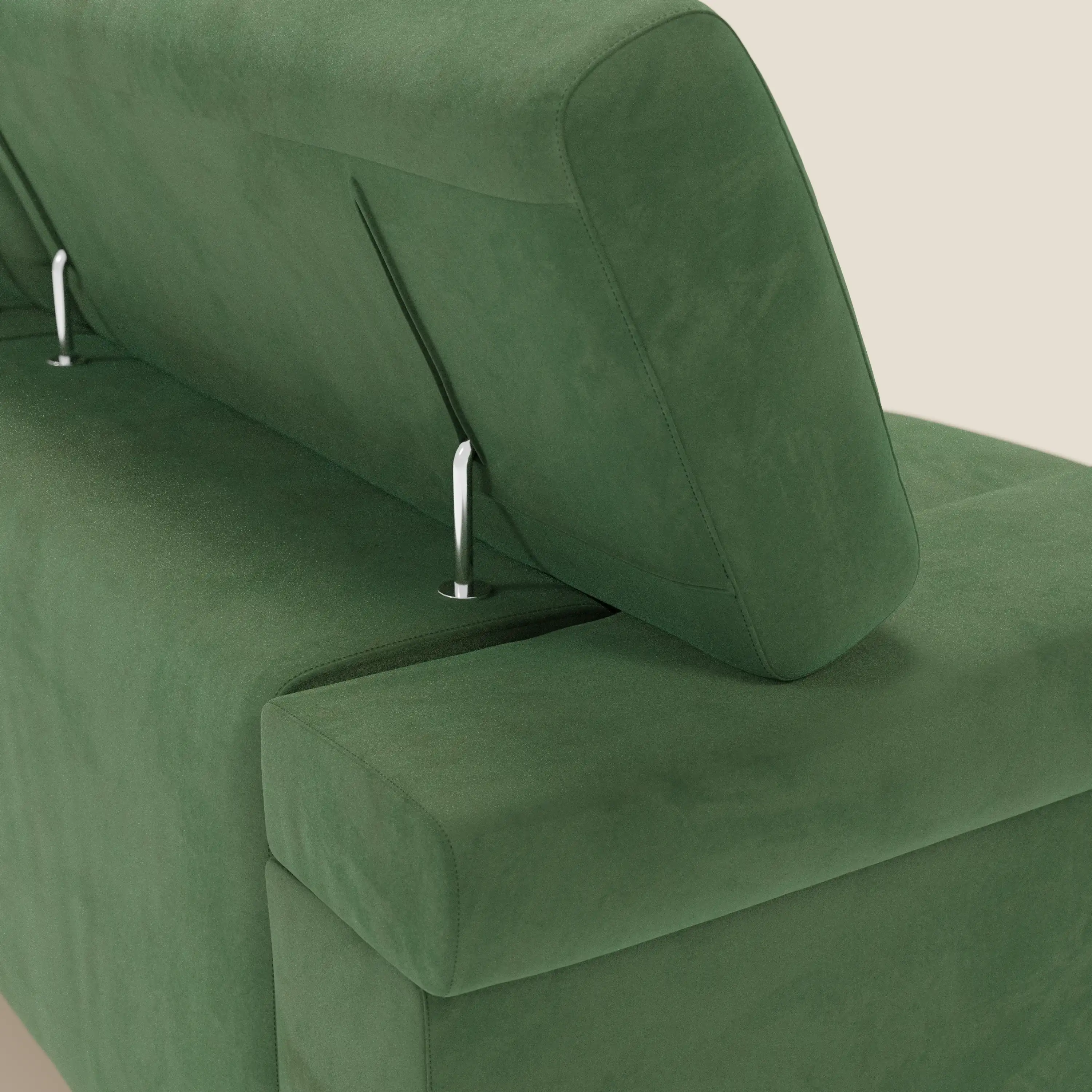Raffaello Canapé avec 3 assises coulissantes et têtières inclinables en microfibre détachable T11 vert - Image 8