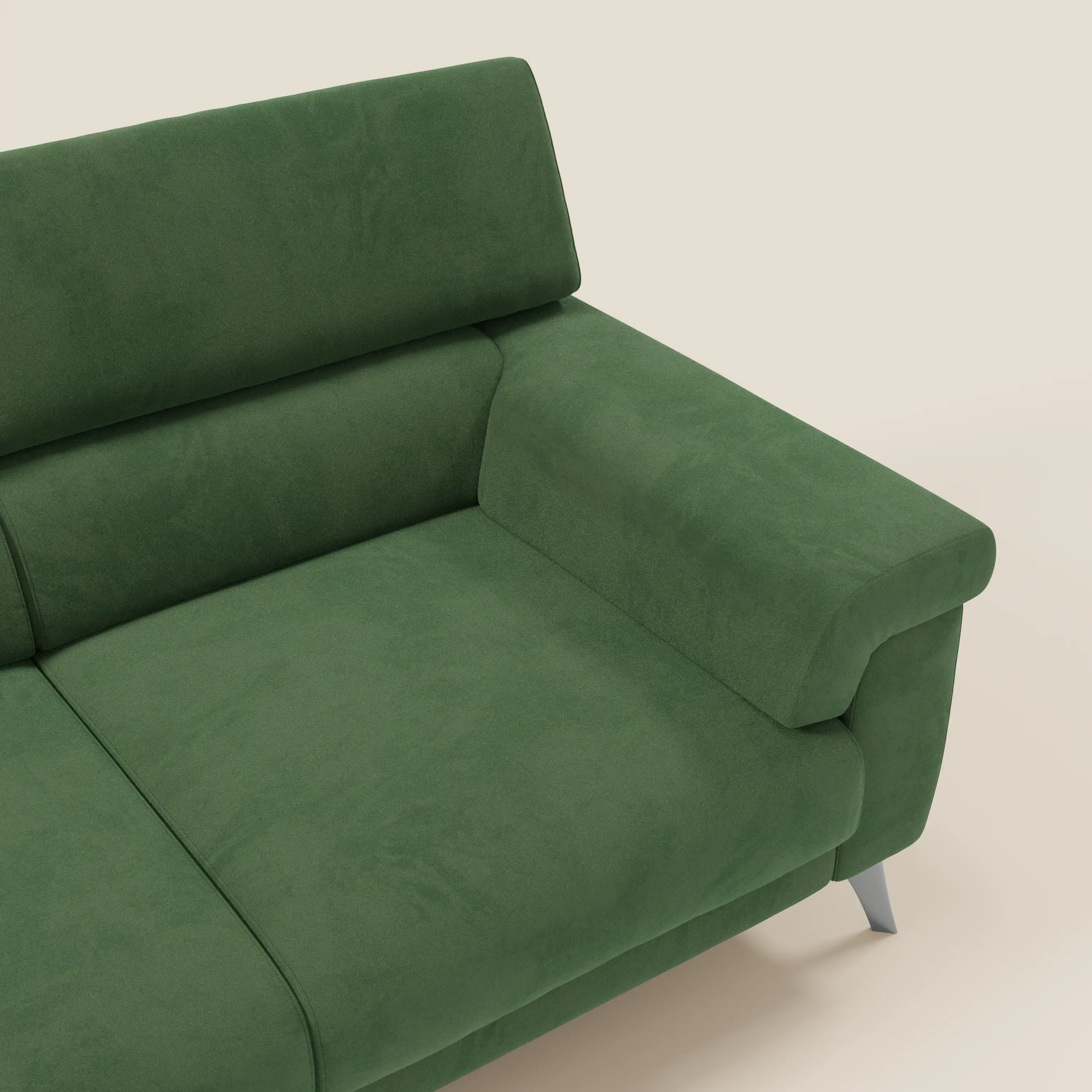 Raffaello Canapé avec 3 assises coulissantes et têtières inclinables en microfibre détachable T11 vert - Image 9