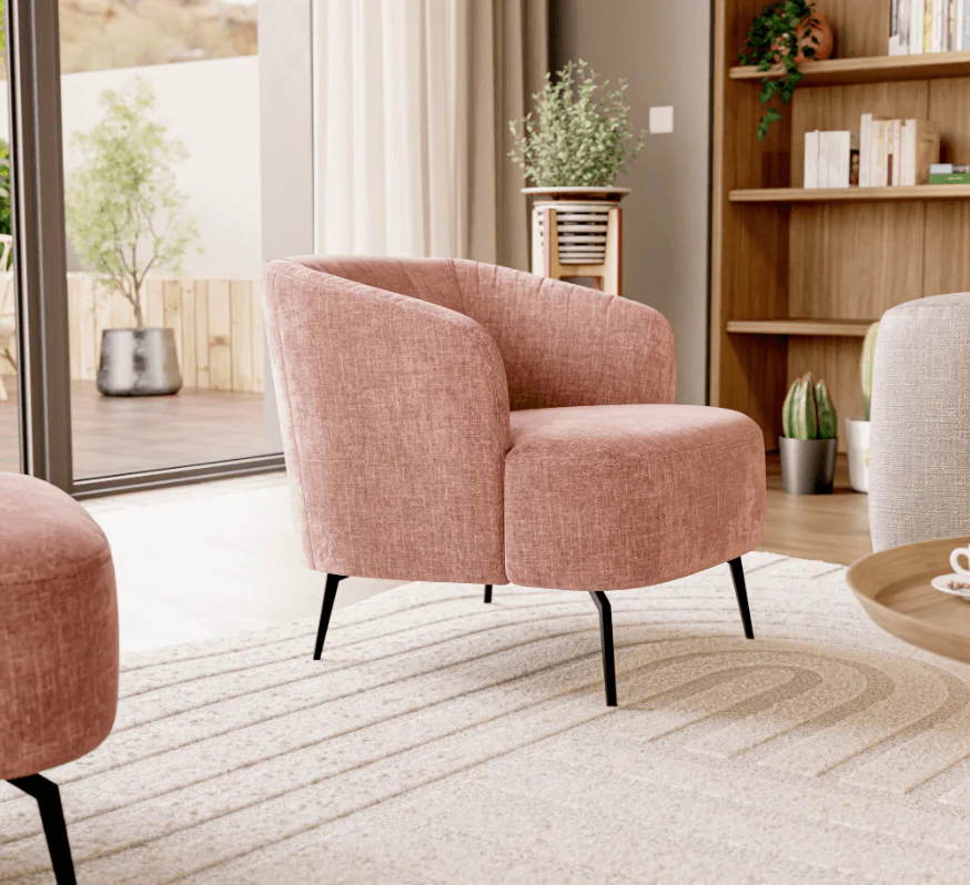 Renoa Fauteuil d'élégance moderne en tissu lavable T24 rose poudré - Image 2