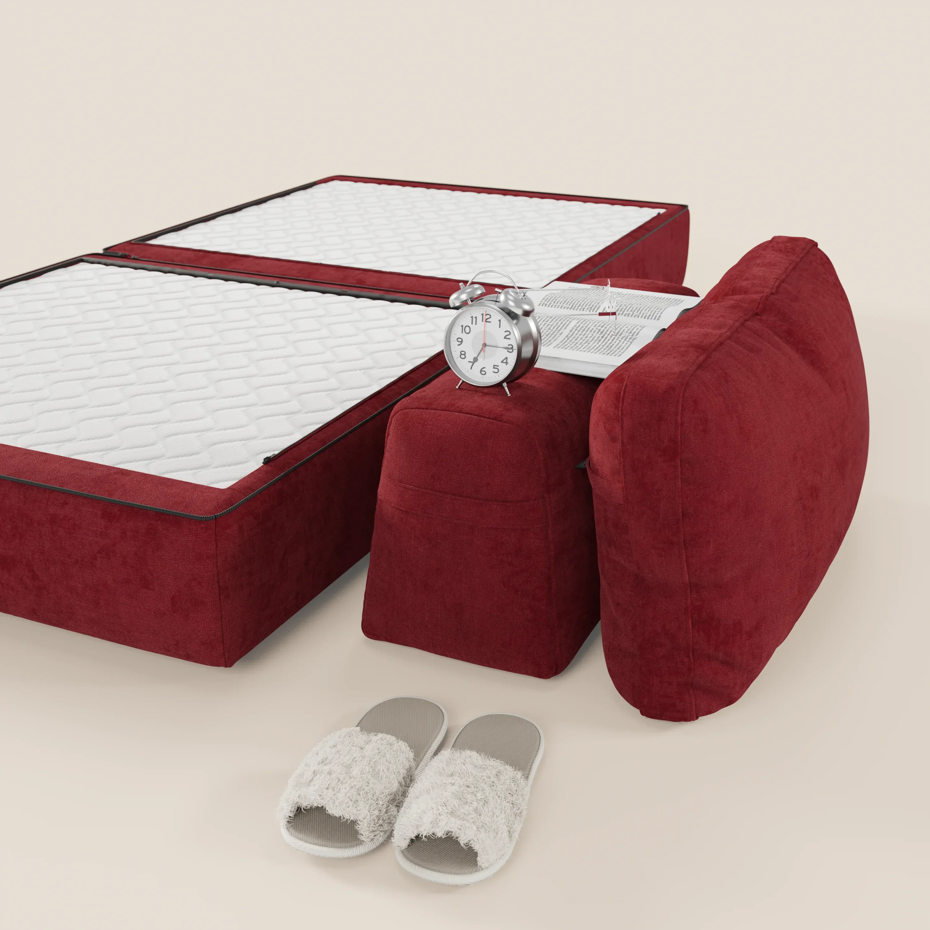 Rift fauteuil-lit Édition STRANGER THINGS avec matelas de 22 cm d'épaisseur et mousse à mémoire de forme - tissu détachable Rouge - Image 144