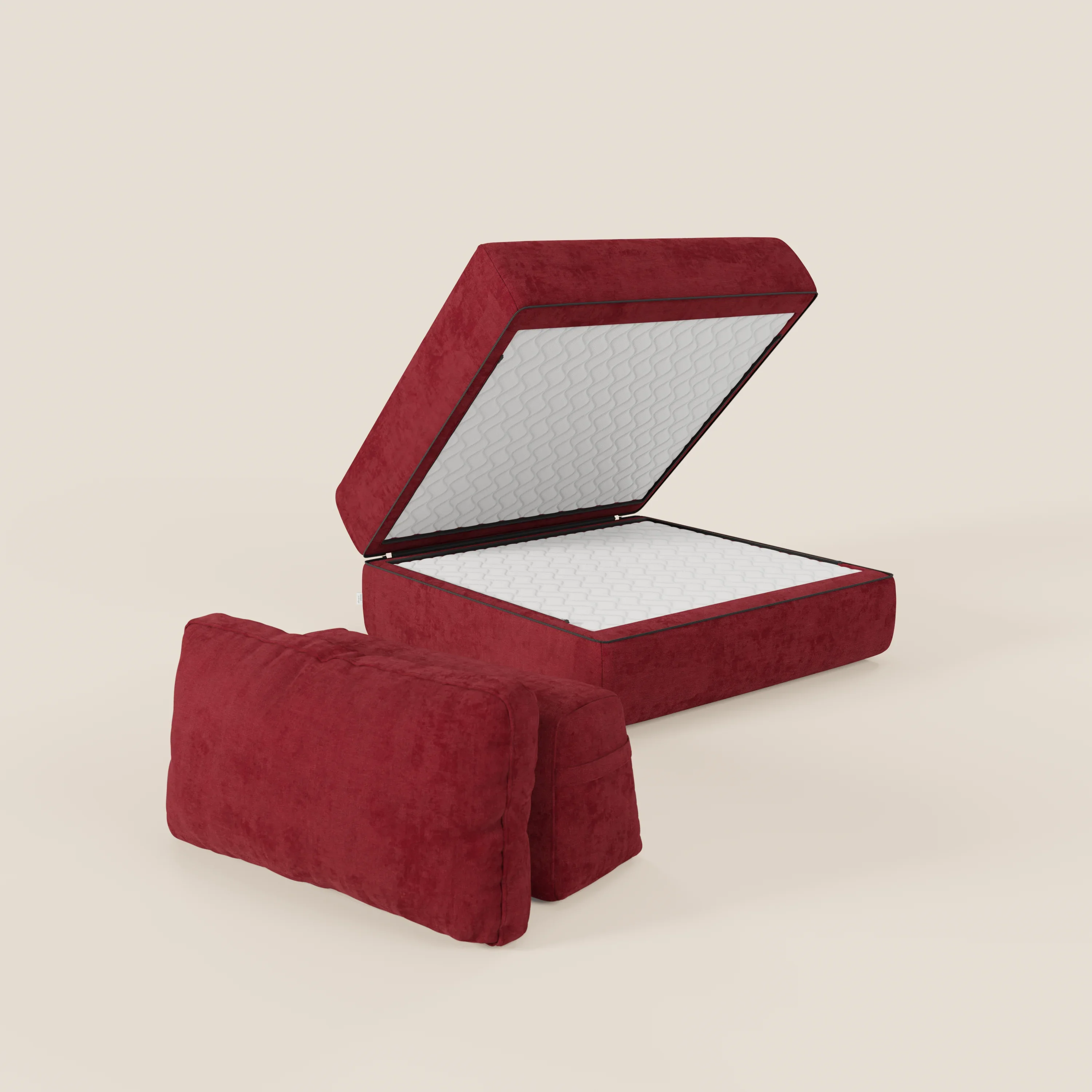 Rift fauteuil-lit Édition STRANGER THINGS avec matelas de 22 cm d'épaisseur et mousse à mémoire de forme - tissu détachable Rouge - Image 145