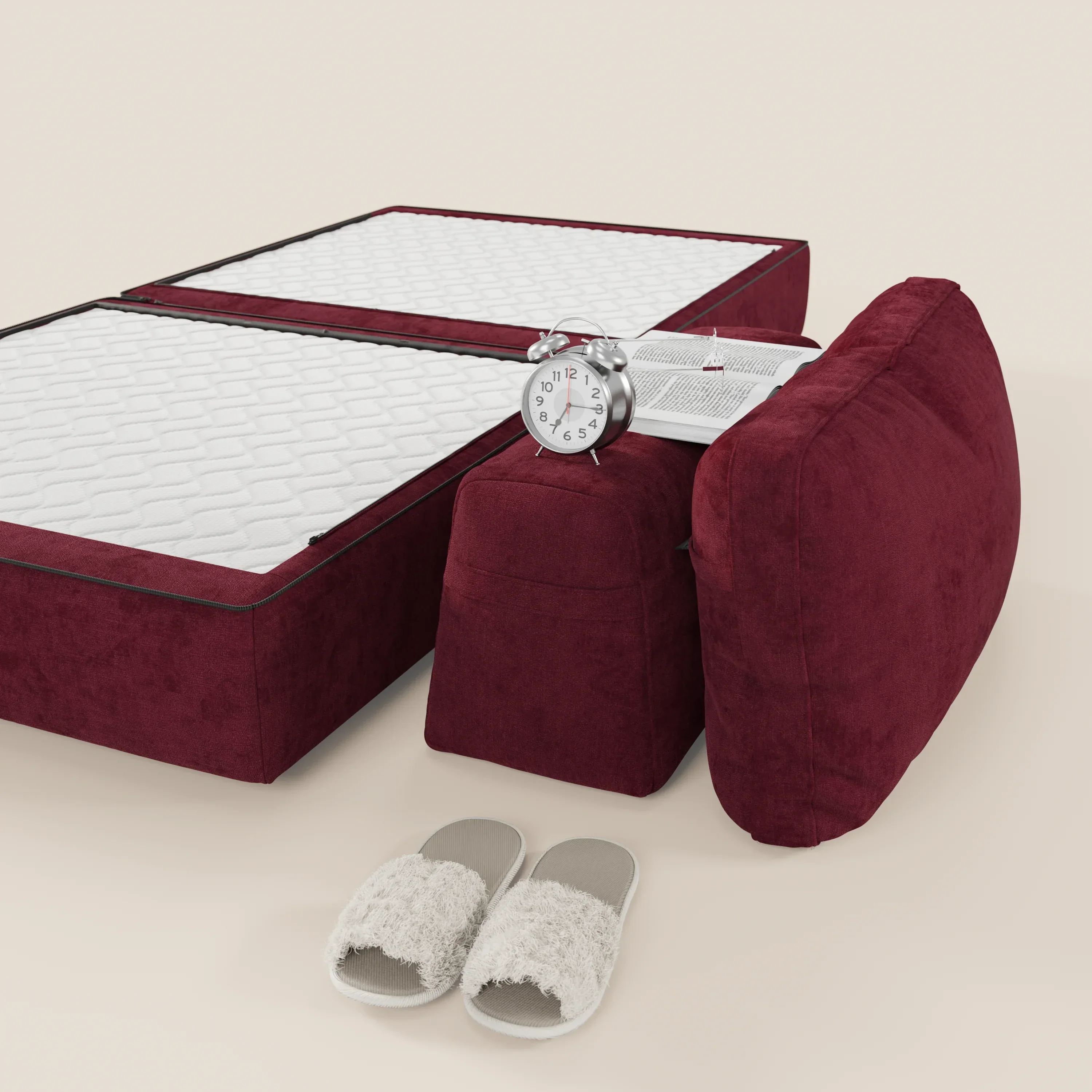 Rift fauteuil-lit Édition STRANGER THINGS avec matelas de 22 cm d'épaisseur et mousse à mémoire de forme - tissu détachable Rouge - Image 192