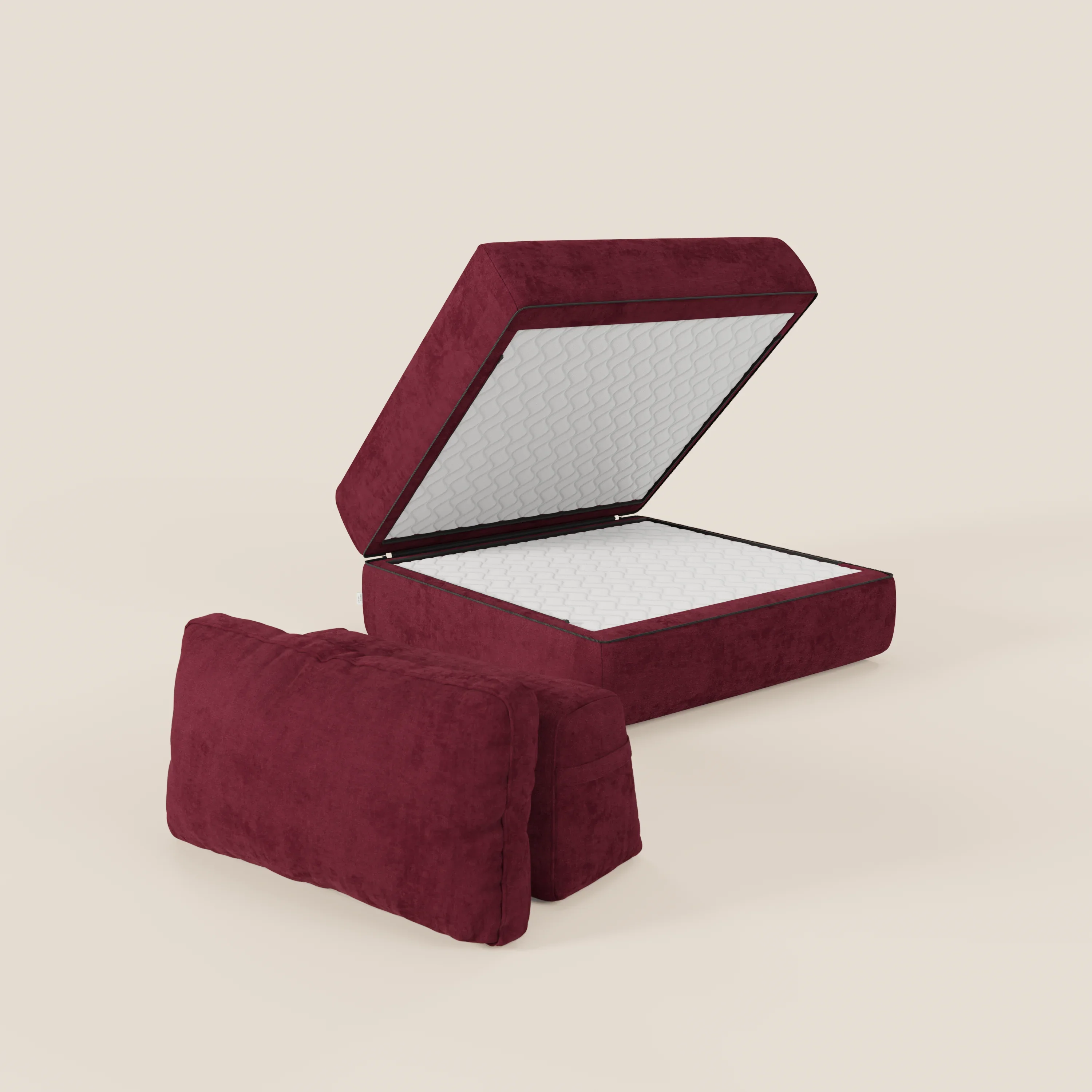 Rift fauteuil-lit Édition STRANGER THINGS avec matelas de 22 cm d'épaisseur et mousse à mémoire de forme - tissu détachable Rouge - Image 193