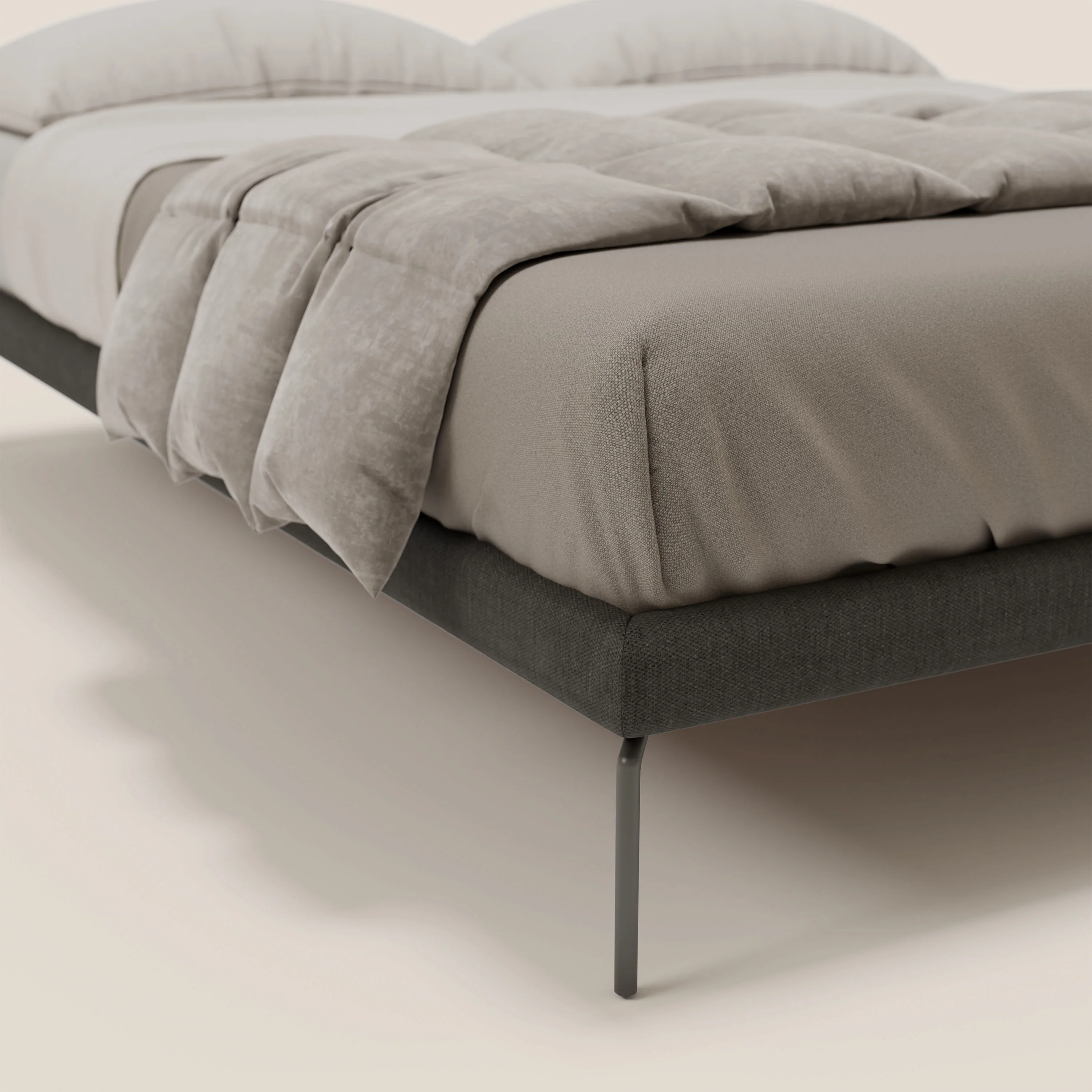 Ring sommier déhoussable avec pieds H 24cm en tissu imperméable T14 anthracite - Image 5