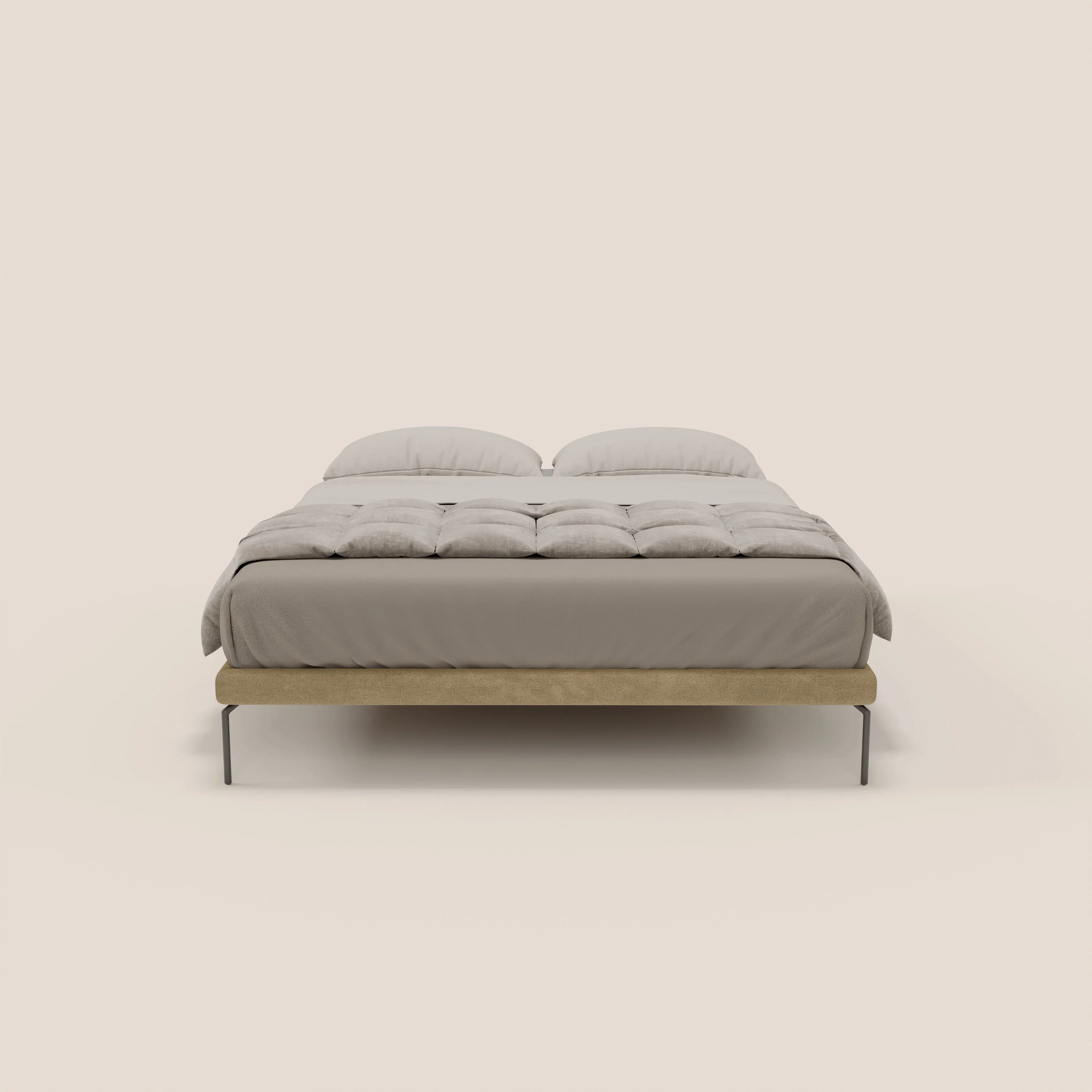 Ring sommier déhoussable avec pieds H 24cm en tissu imperméable T14 beige - Image 2