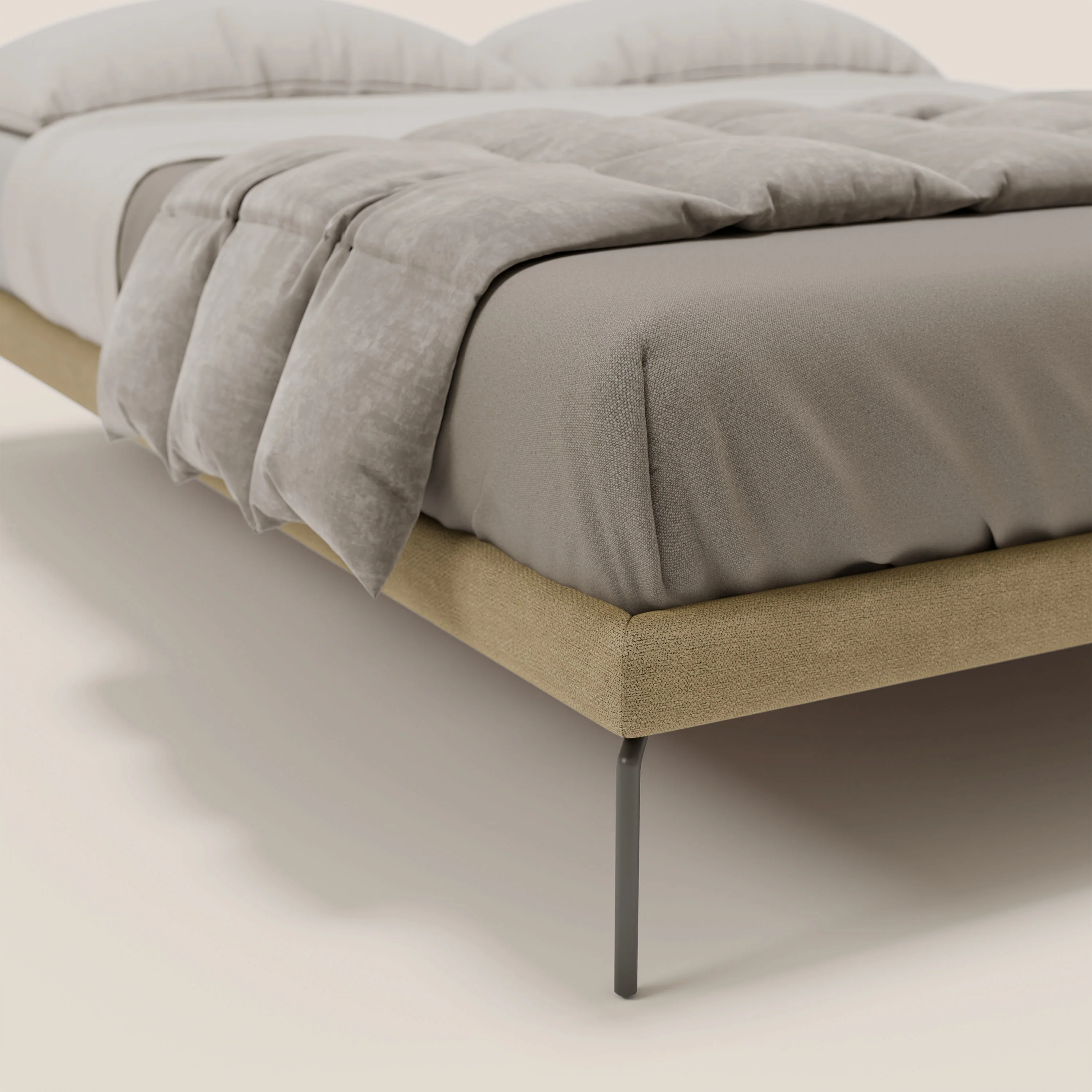Ring sommier déhoussable avec pieds H 24cm en tissu imperméable T14 beige - Image 5