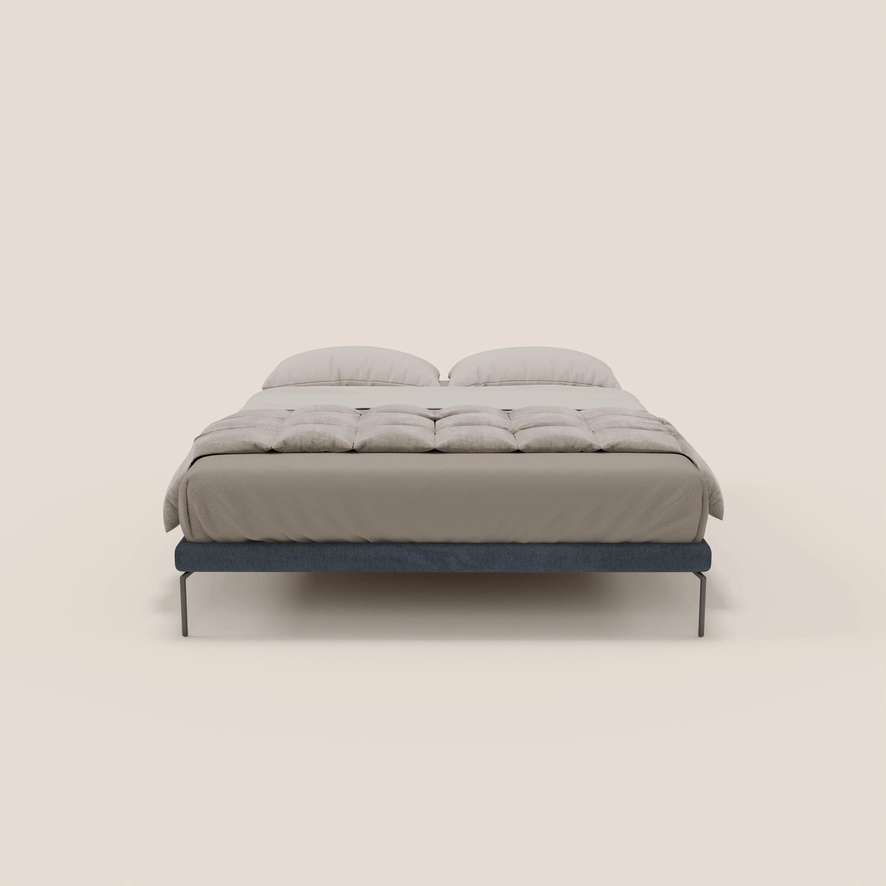 Ring sommier déhoussable avec pieds H 24cm en tissu imperméable T14 bleu - Image 2
