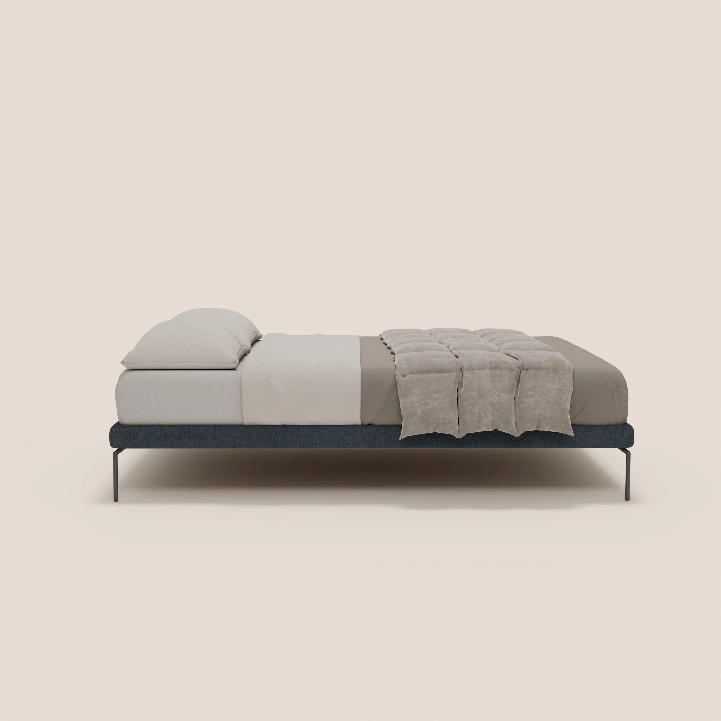 Ring sommier déhoussable avec pieds H 24cm en tissu imperméable T14 bleu - Image 3