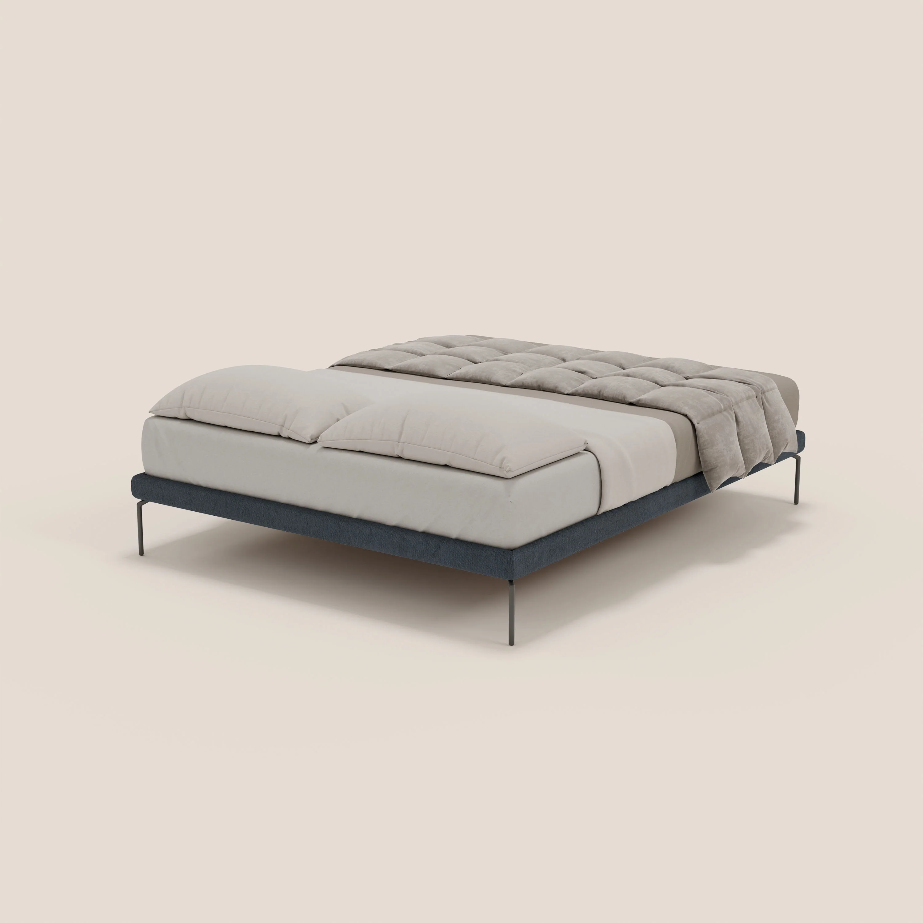 Ring sommier déhoussable avec pieds H 24cm en tissu imperméable T14 bleu - Image 4