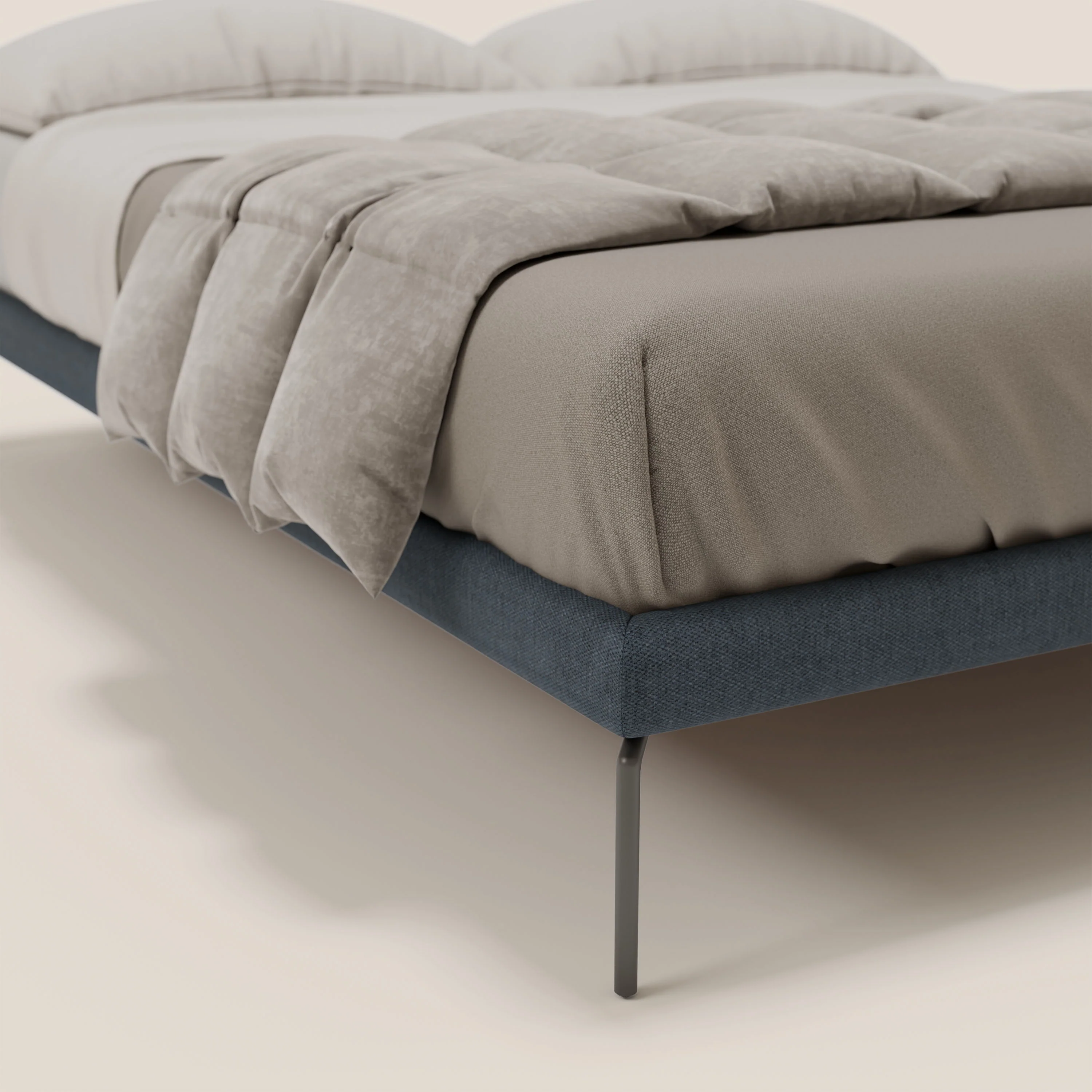 Ring sommier déhoussable avec pieds H 24cm en tissu imperméable T14 bleu - Image 5