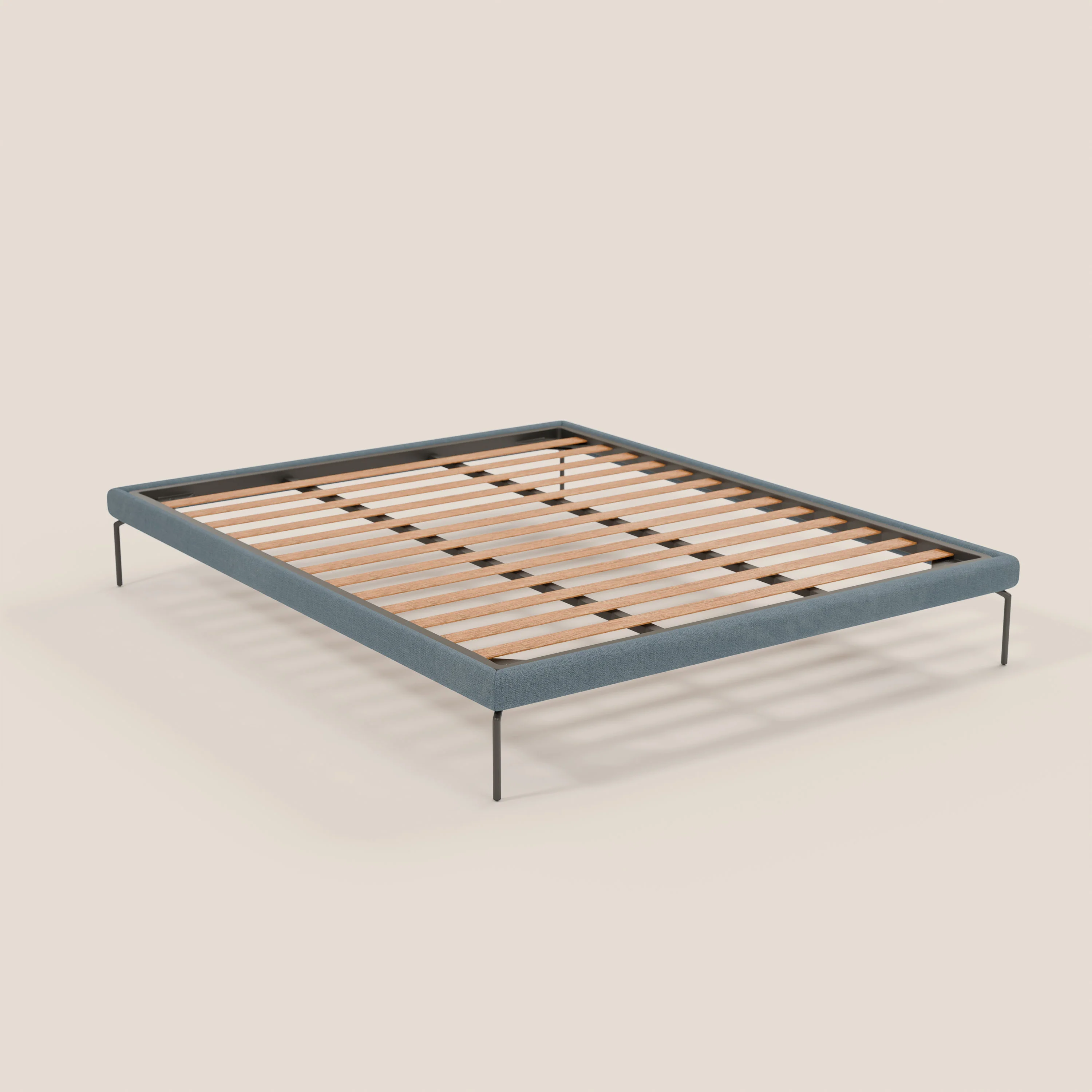 Ring sommier déhoussable avec pieds H 24cm en tissu imperméable T14 bleu gris - Image 7