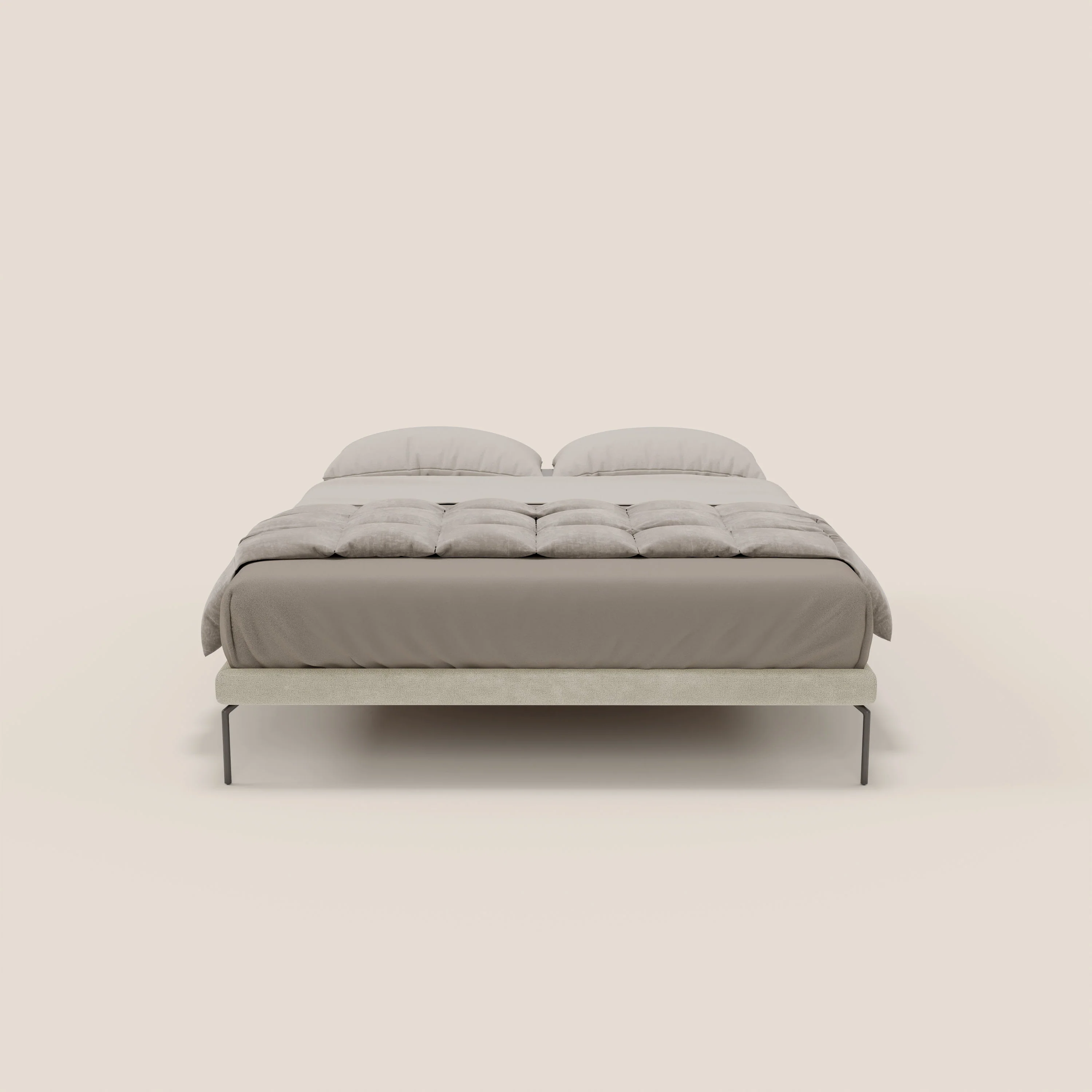 Ring sommier déhoussable avec pieds H 24cm en tissu imperméable T14 crème - Image 2