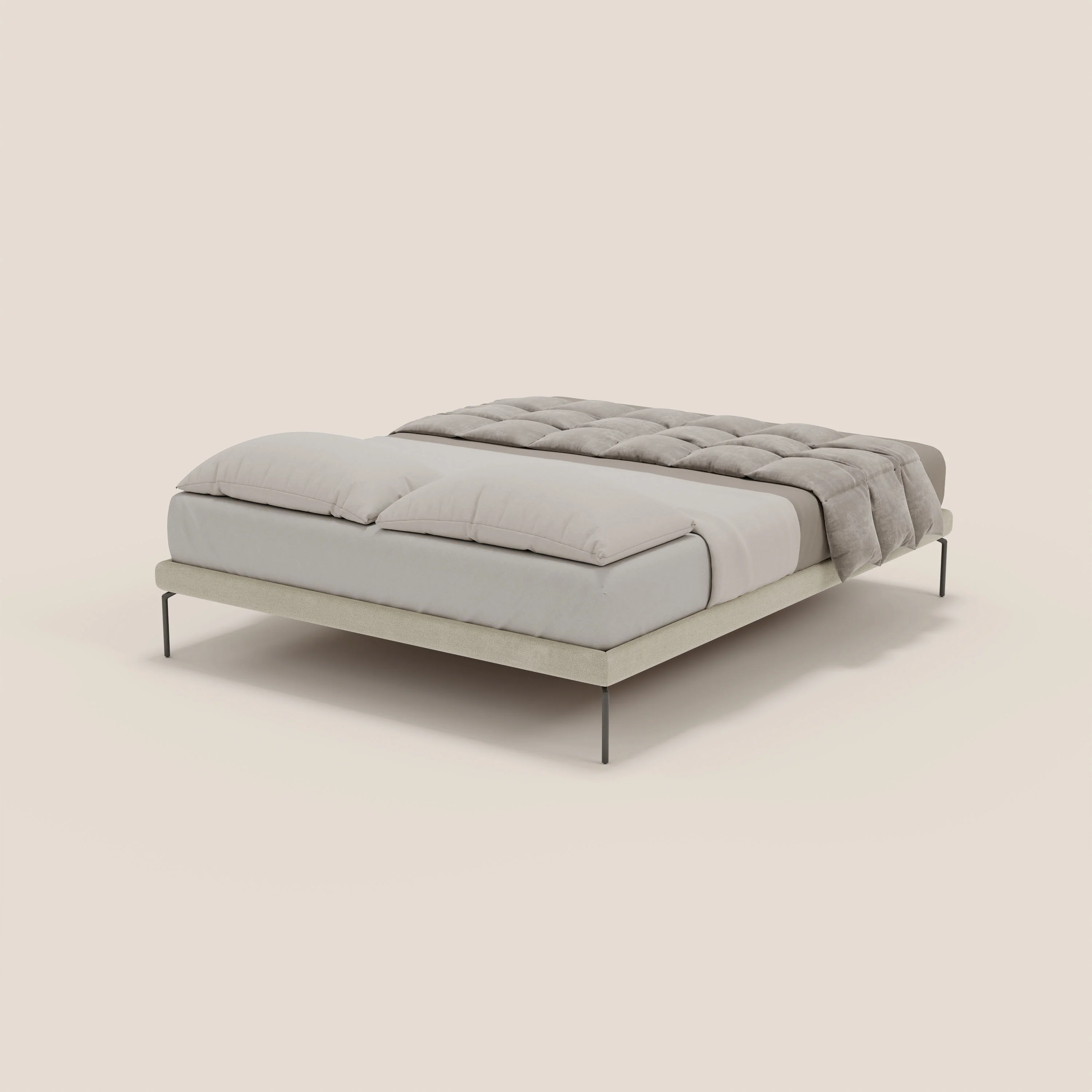 Ring sommier déhoussable avec pieds H 24cm en tissu imperméable T14 crème - Image 4