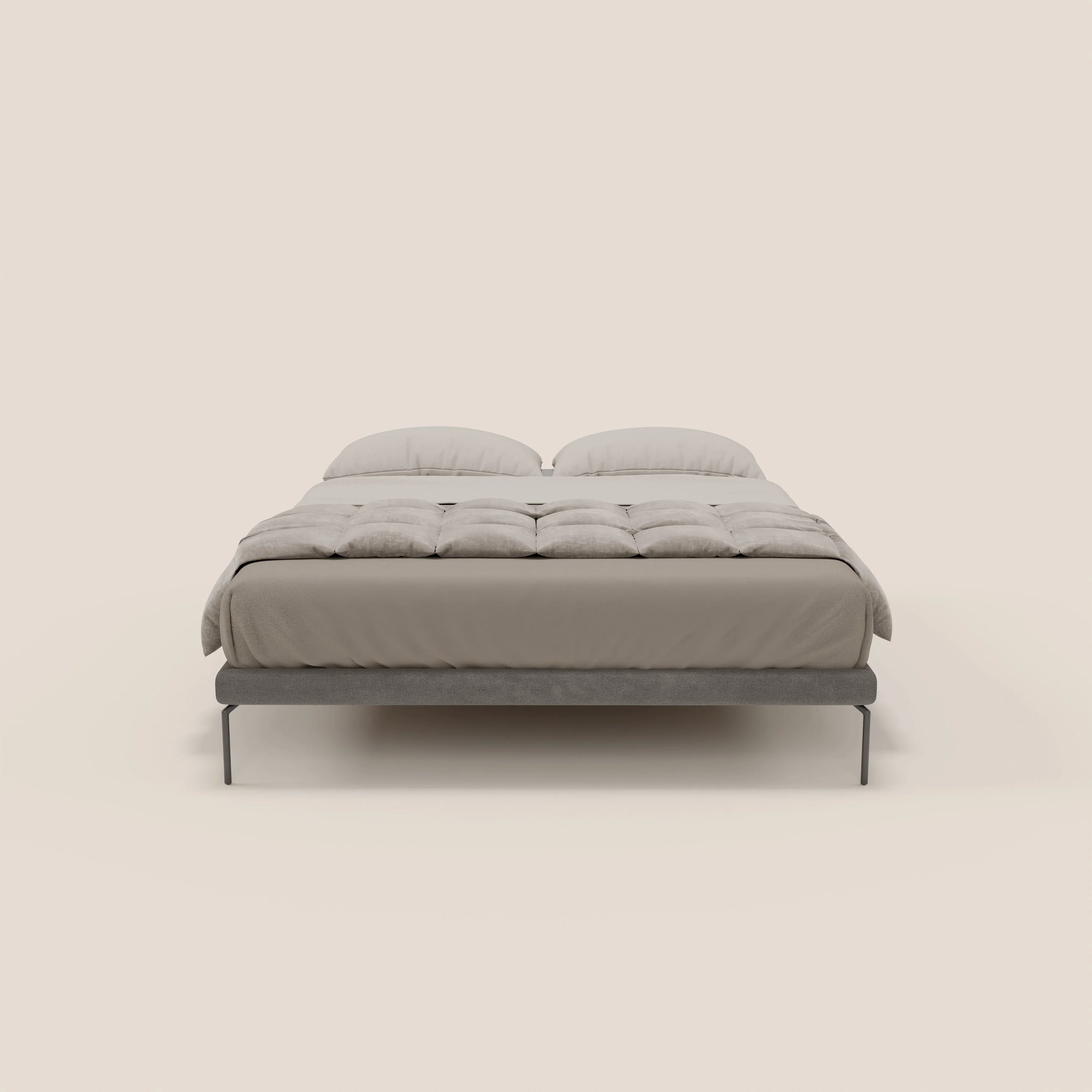 Ring sommier déhoussable avec pieds H 24cm en tissu imperméable T14 gris - Image 2