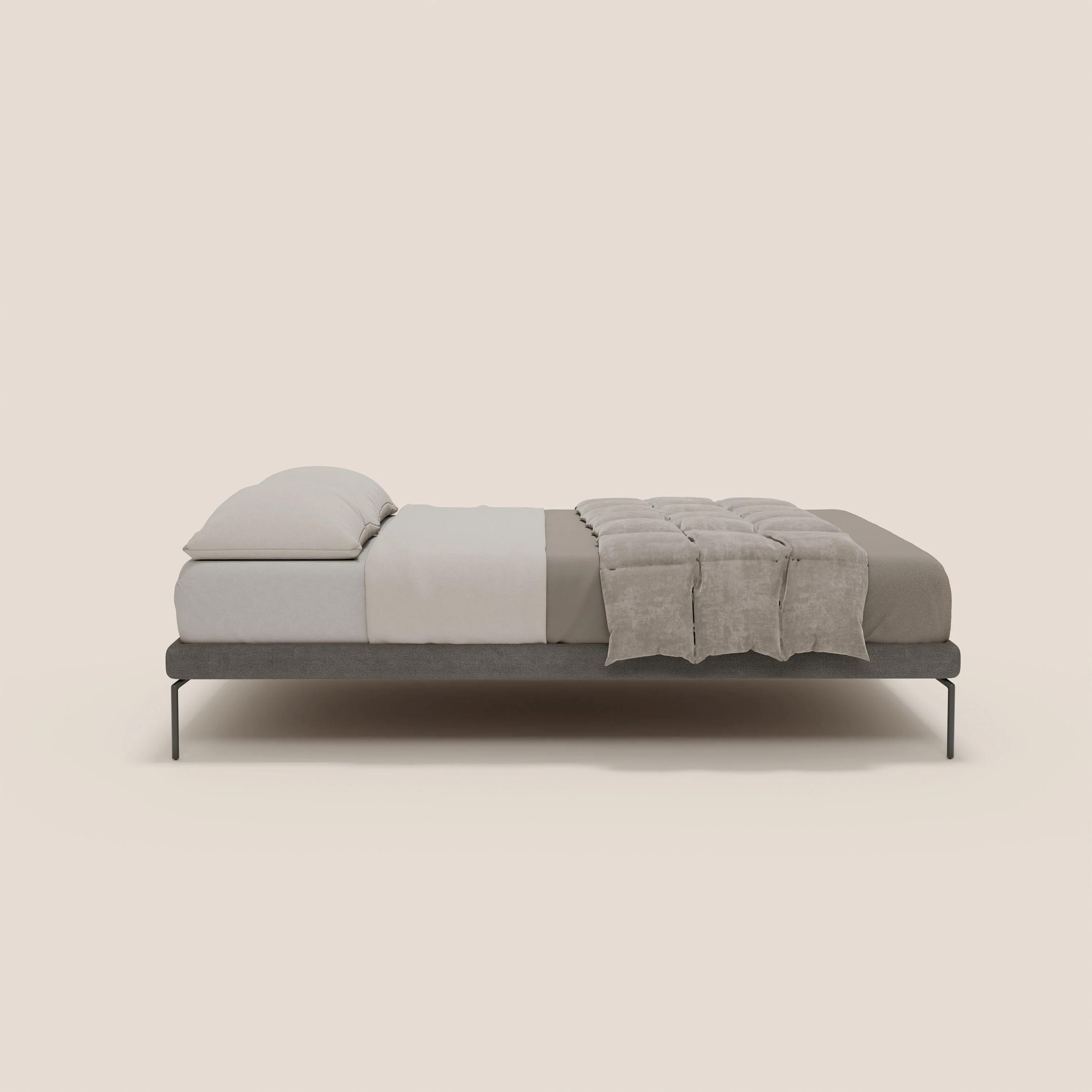 Ring sommier déhoussable avec pieds H 24cm en tissu imperméable T14 gris - Image 3