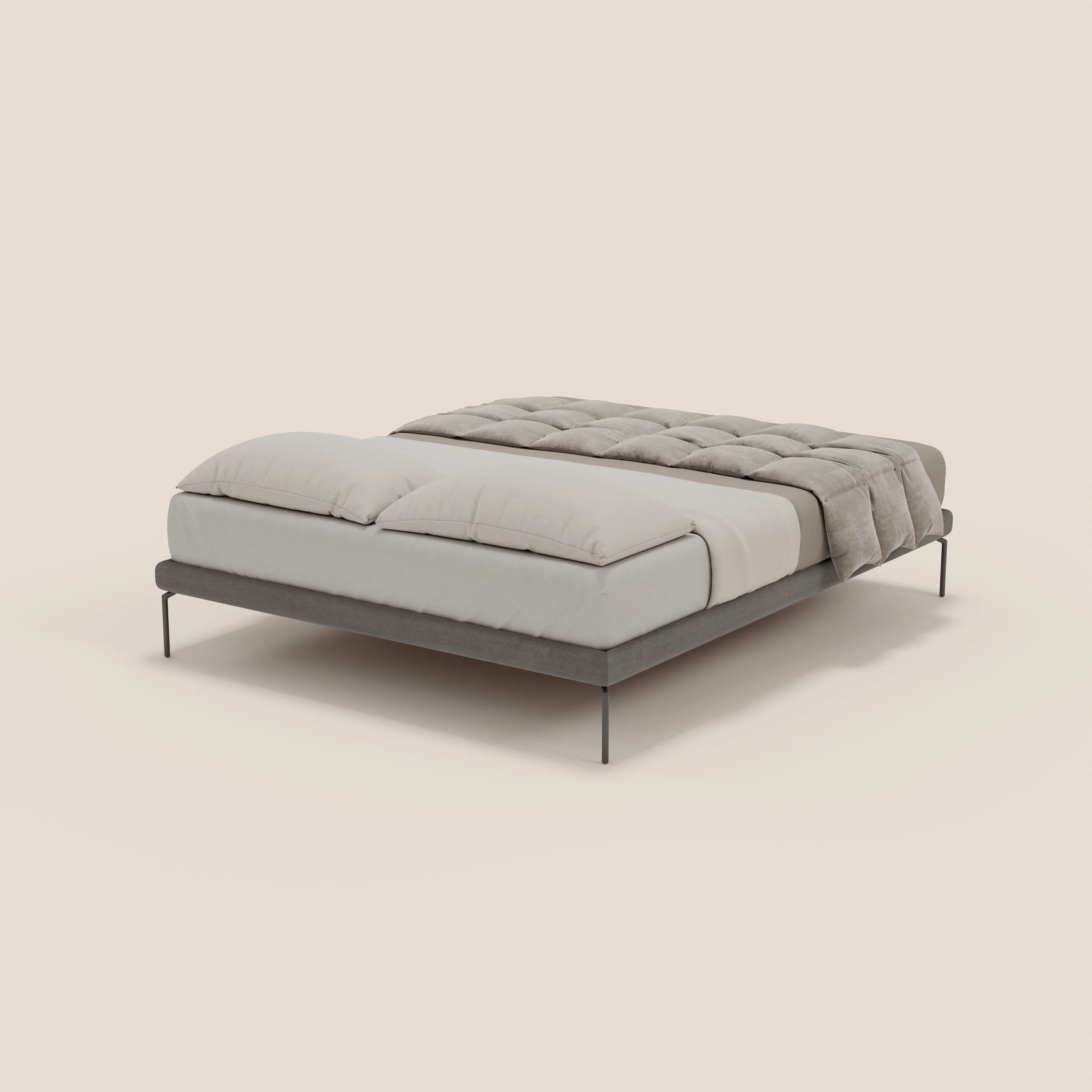 Ring sommier déhoussable avec pieds H 24cm en tissu imperméable T14 gris - Image 4