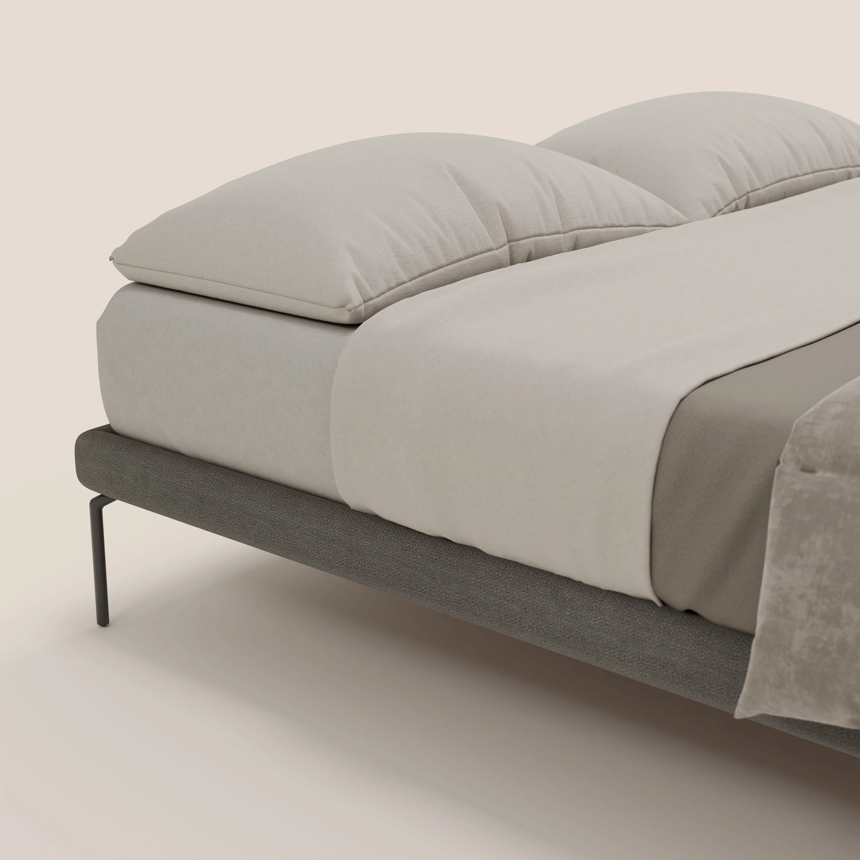 Ring sommier déhoussable avec pieds H 24cm en tissu imperméable T14 gris - Image 6
