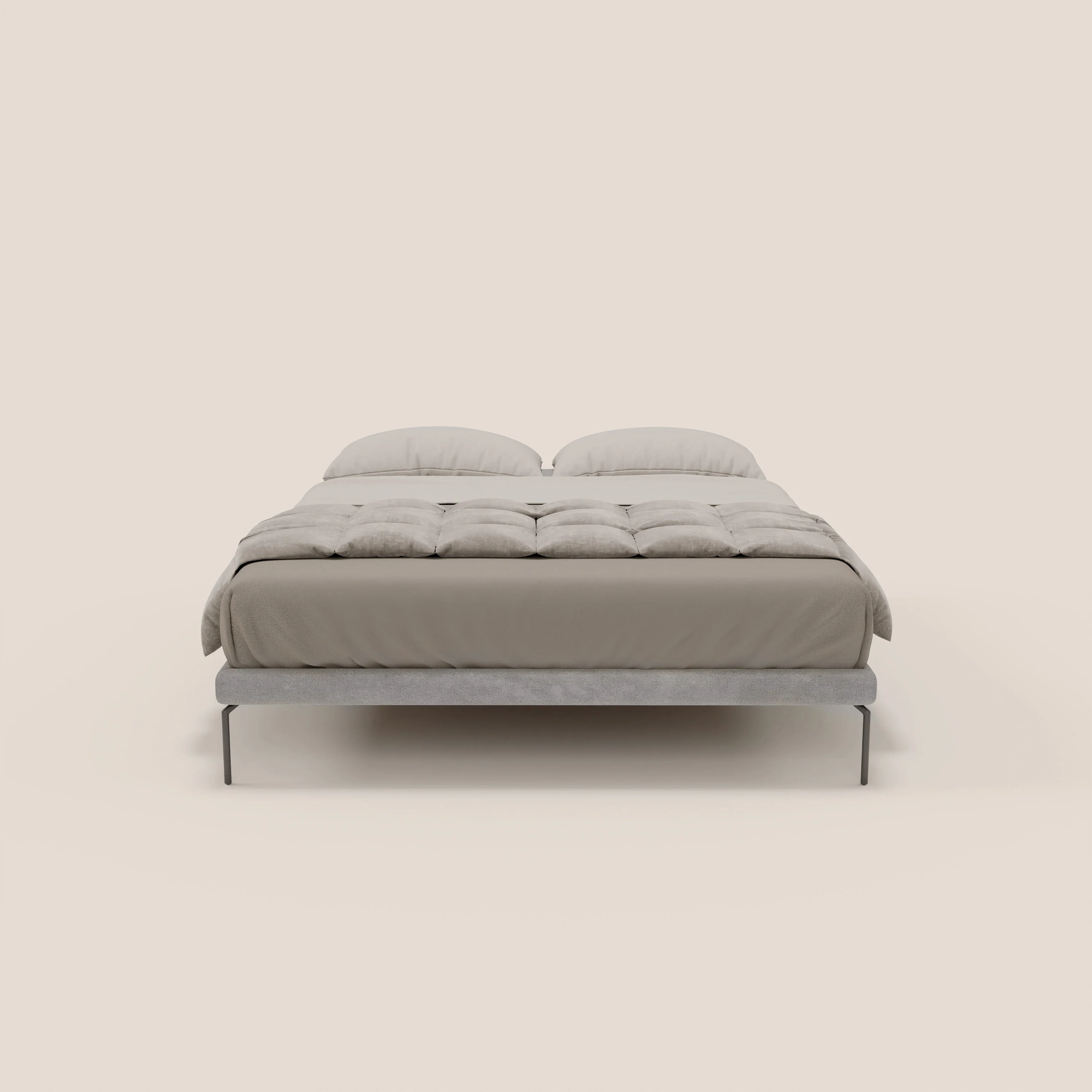 Ring sommier déhoussable avec pieds H 24cm en tissu imperméable T14 gris clair - Image 2