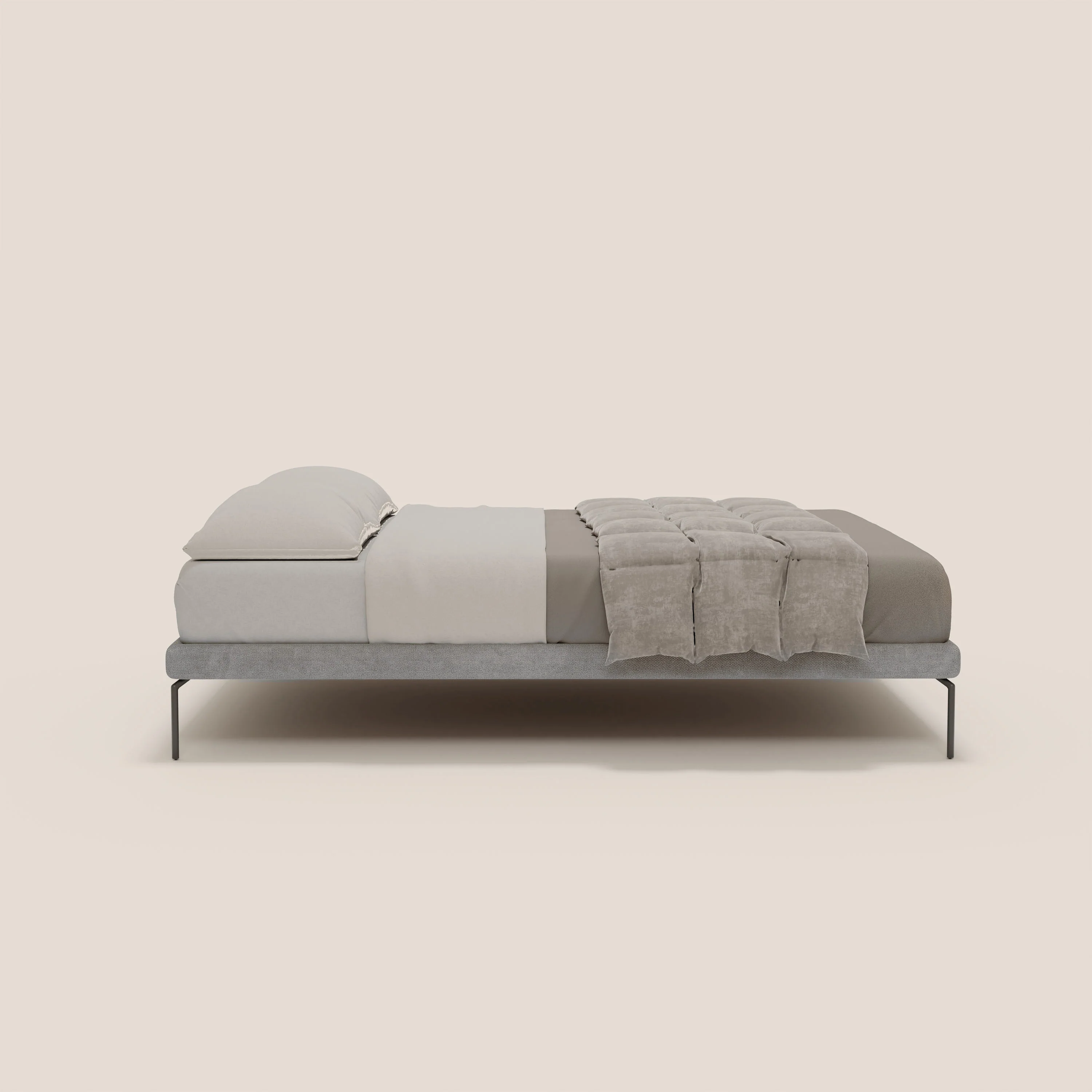 Ring sommier déhoussable avec pieds H 24cm en tissu imperméable T14 gris clair - Image 3