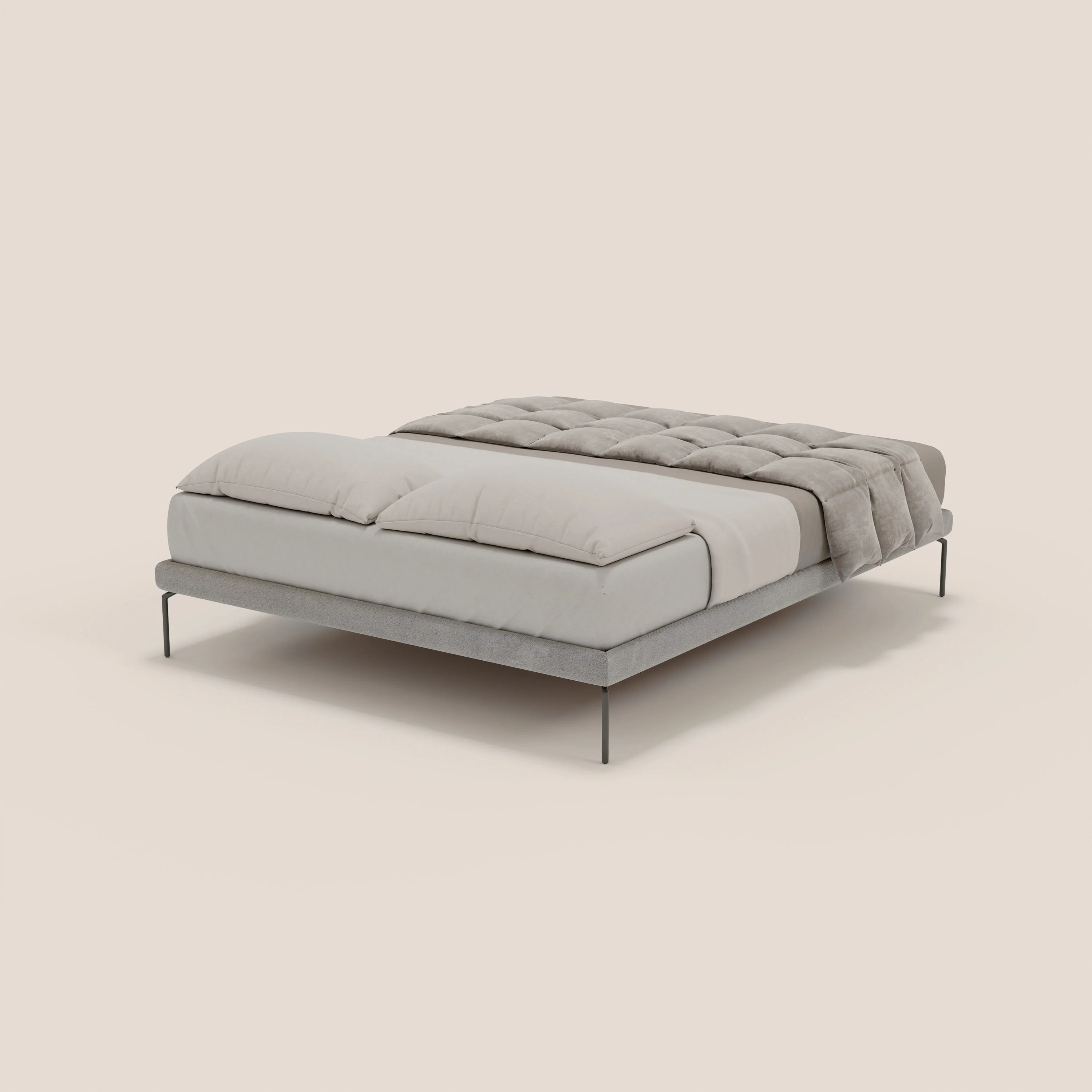 Ring sommier déhoussable avec pieds H 24cm en tissu imperméable T14 gris clair - Image 4
