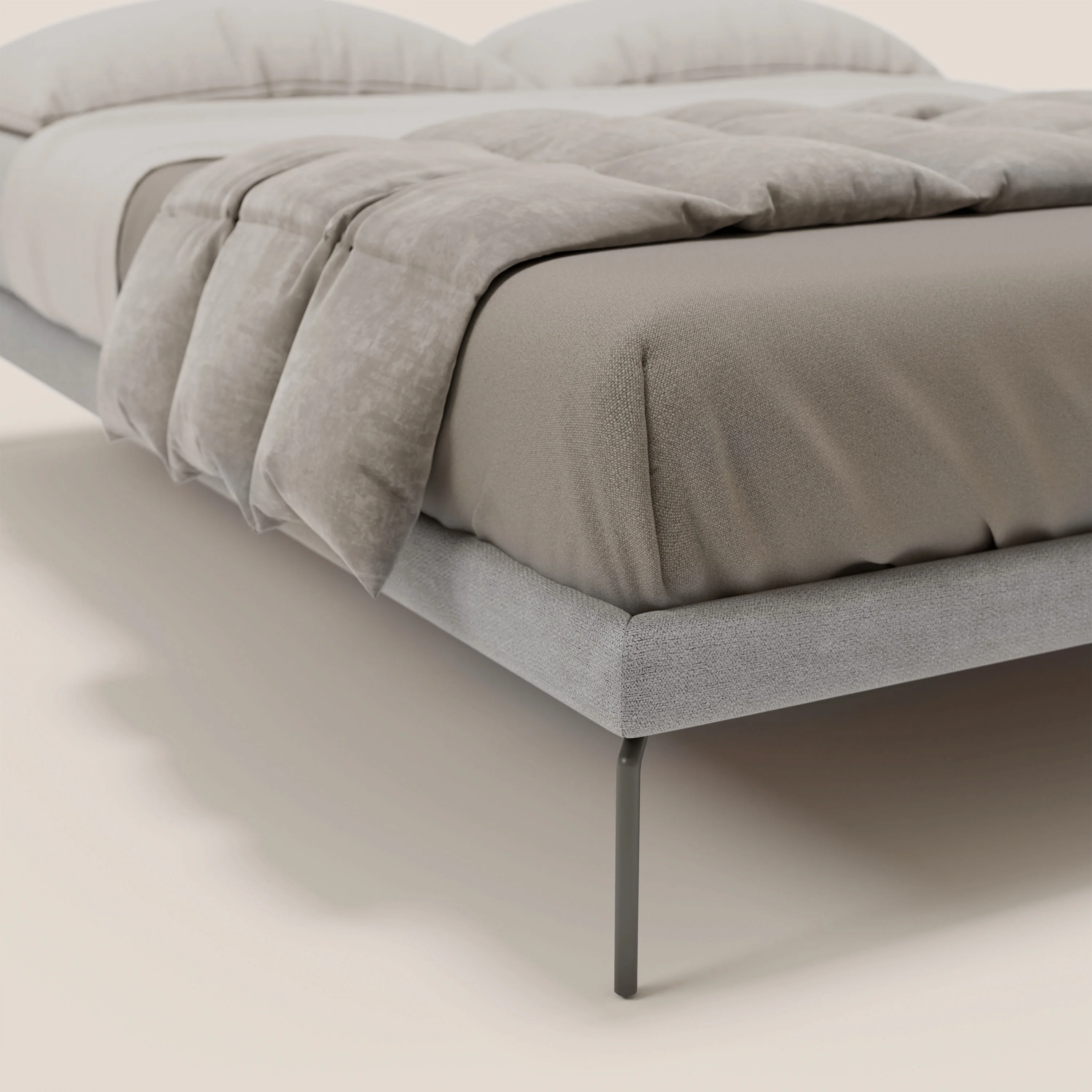 Ring sommier déhoussable avec pieds H 24cm en tissu imperméable T14 gris clair - Image 5