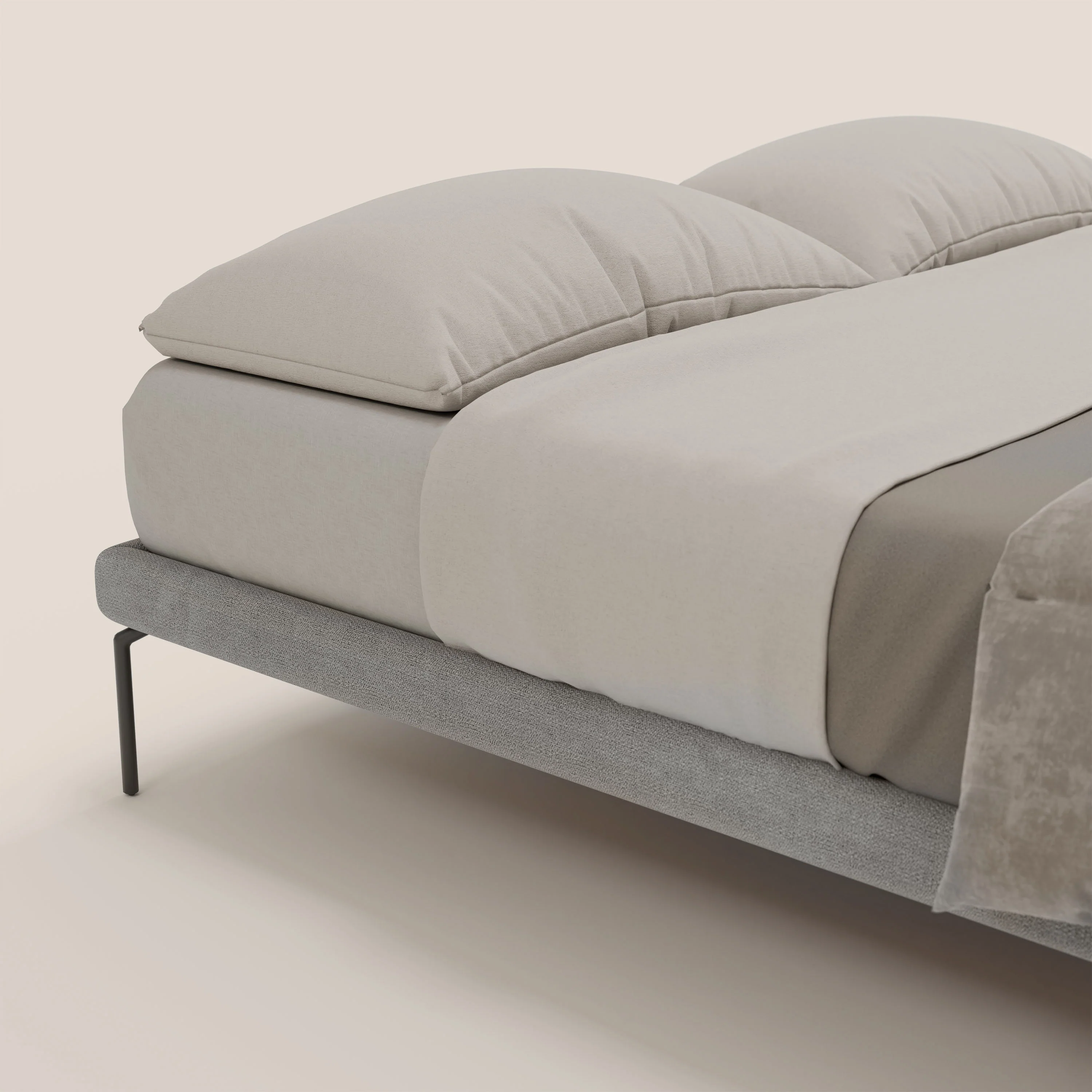 Ring sommier déhoussable avec pieds H 24cm en tissu imperméable T14 gris clair - Image 6