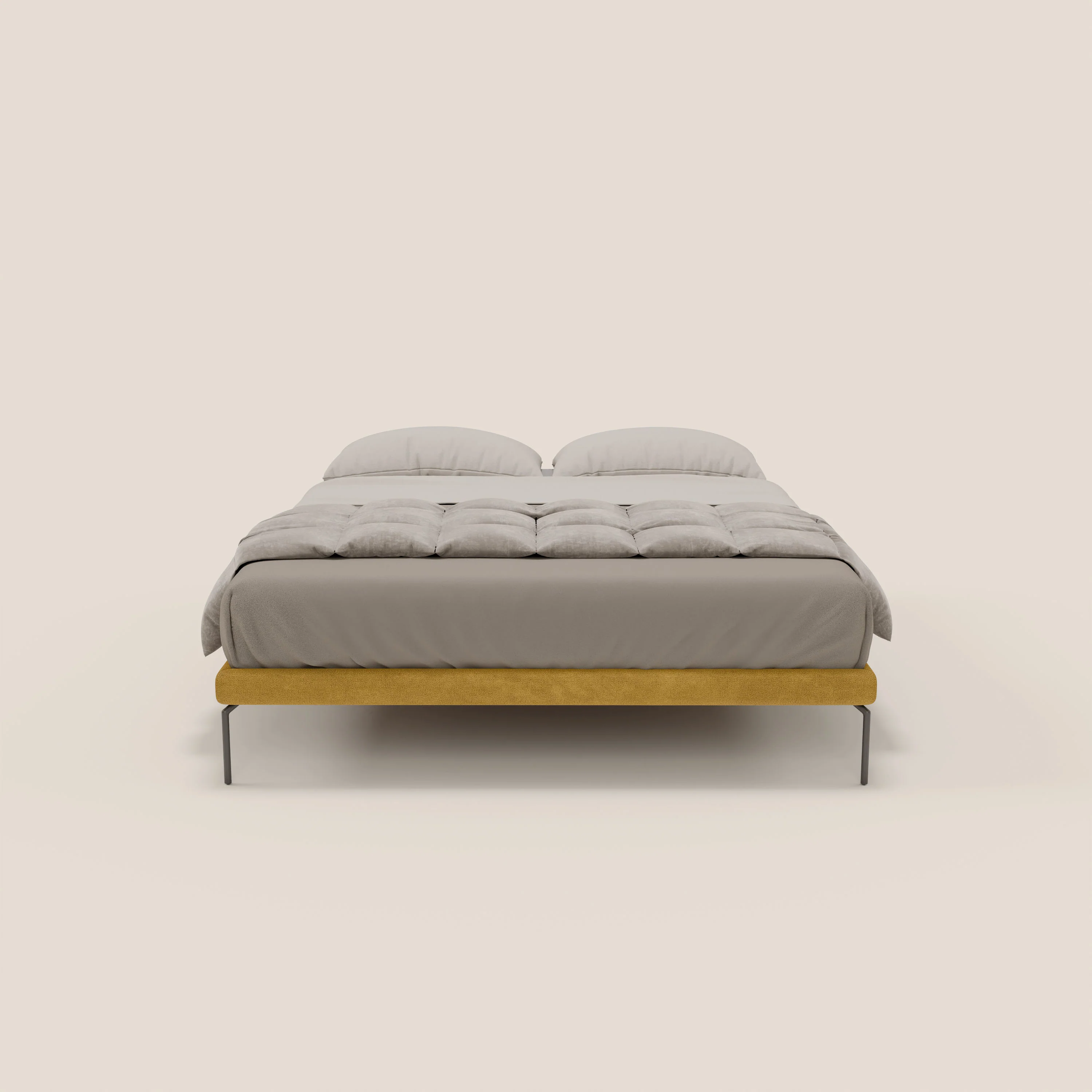 Ring sommier déhoussable avec pieds H 24cm en tissu imperméable T14 jaune - Image 4