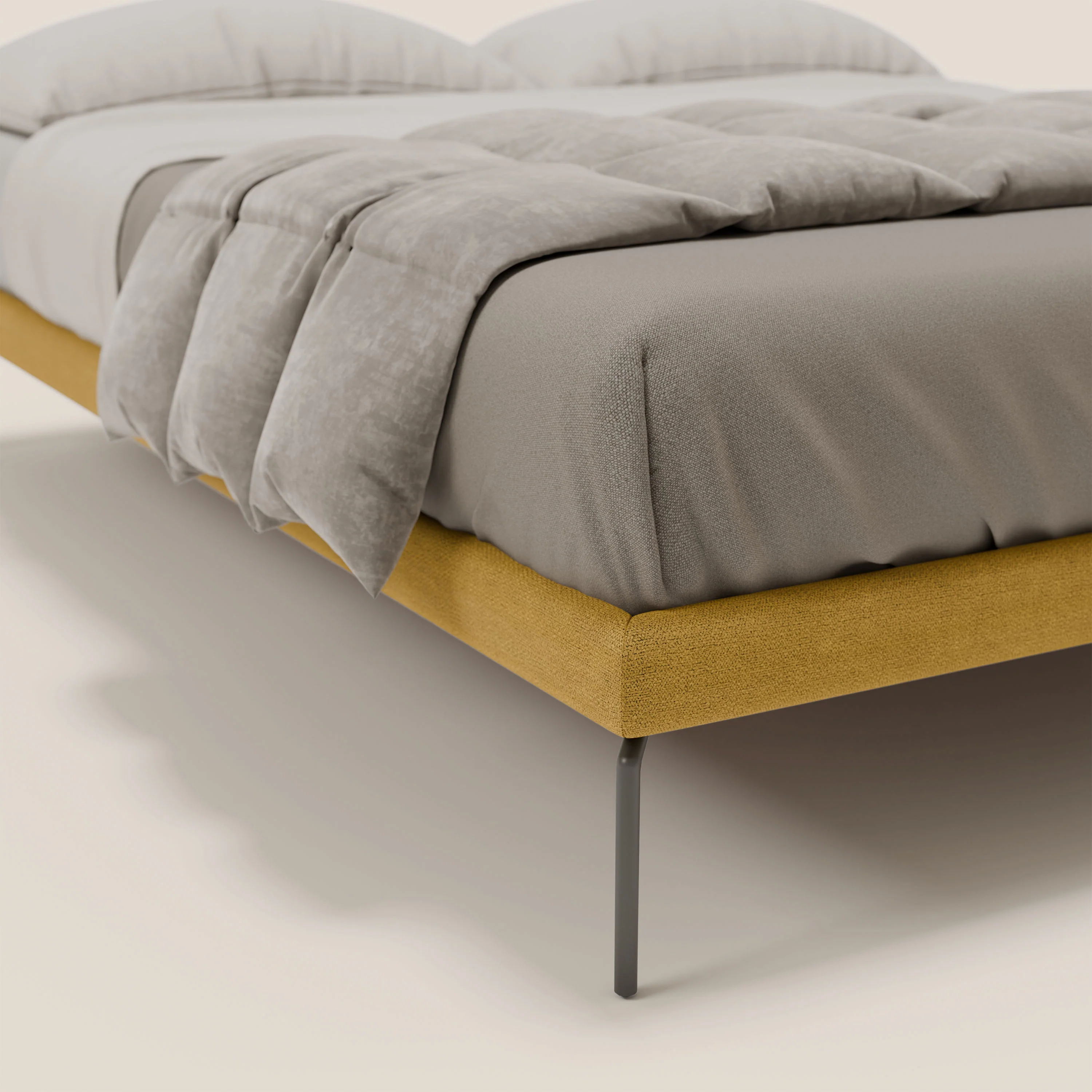 Ring sommier déhoussable avec pieds H 24cm en tissu imperméable T14 jaune - Image 7
