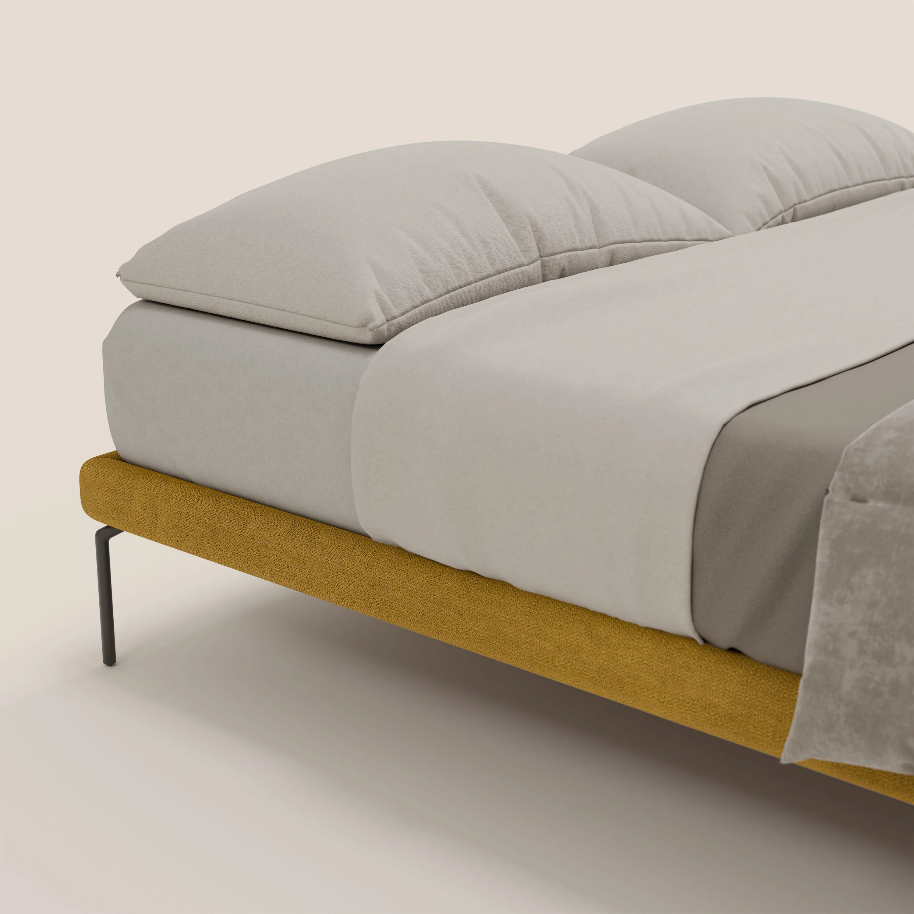Ring sommier déhoussable avec pieds H 24cm en tissu imperméable T14 jaune - Image 8
