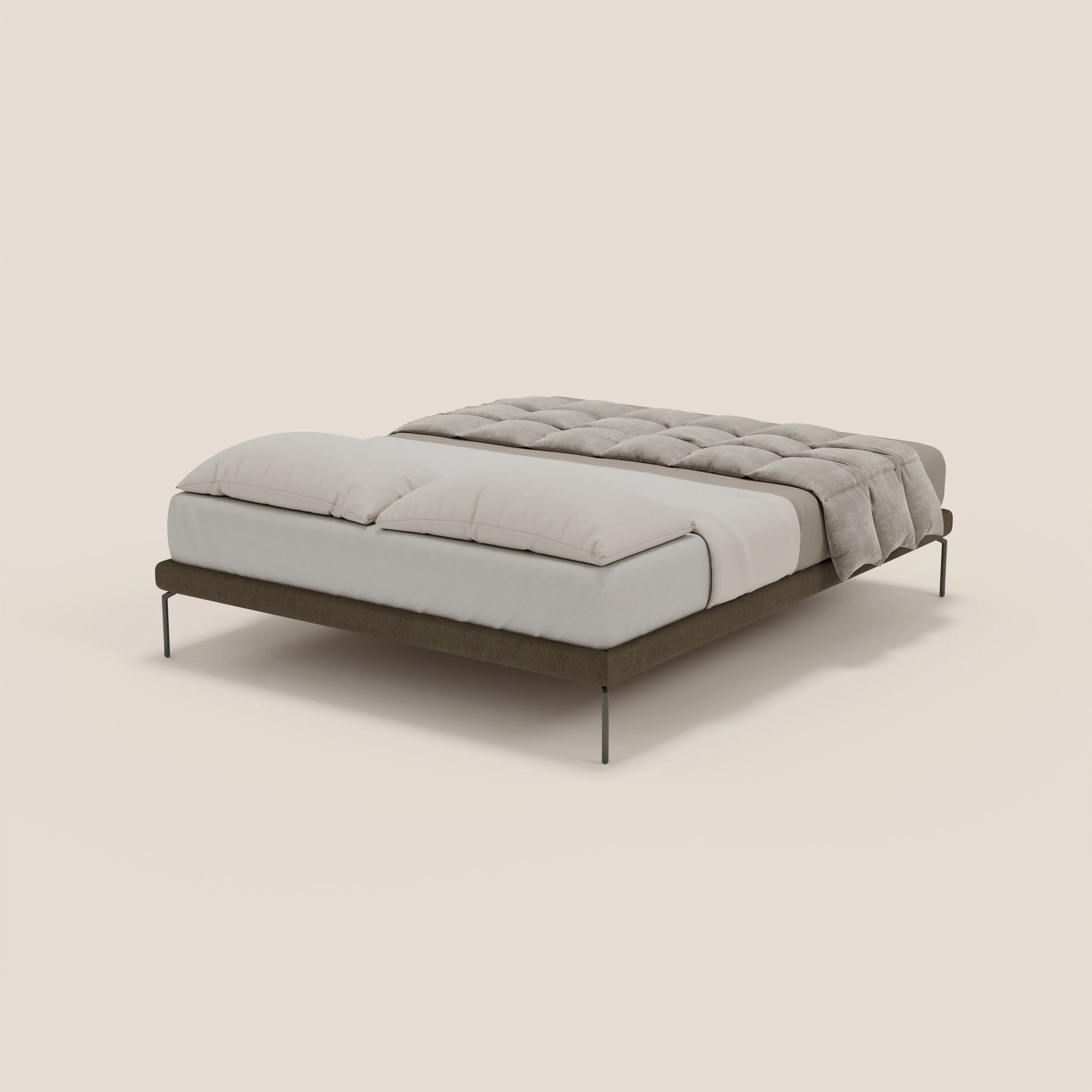 Ring sommier déhoussable avec pieds H 24cm en tissu imperméable T14 marron - Image 4