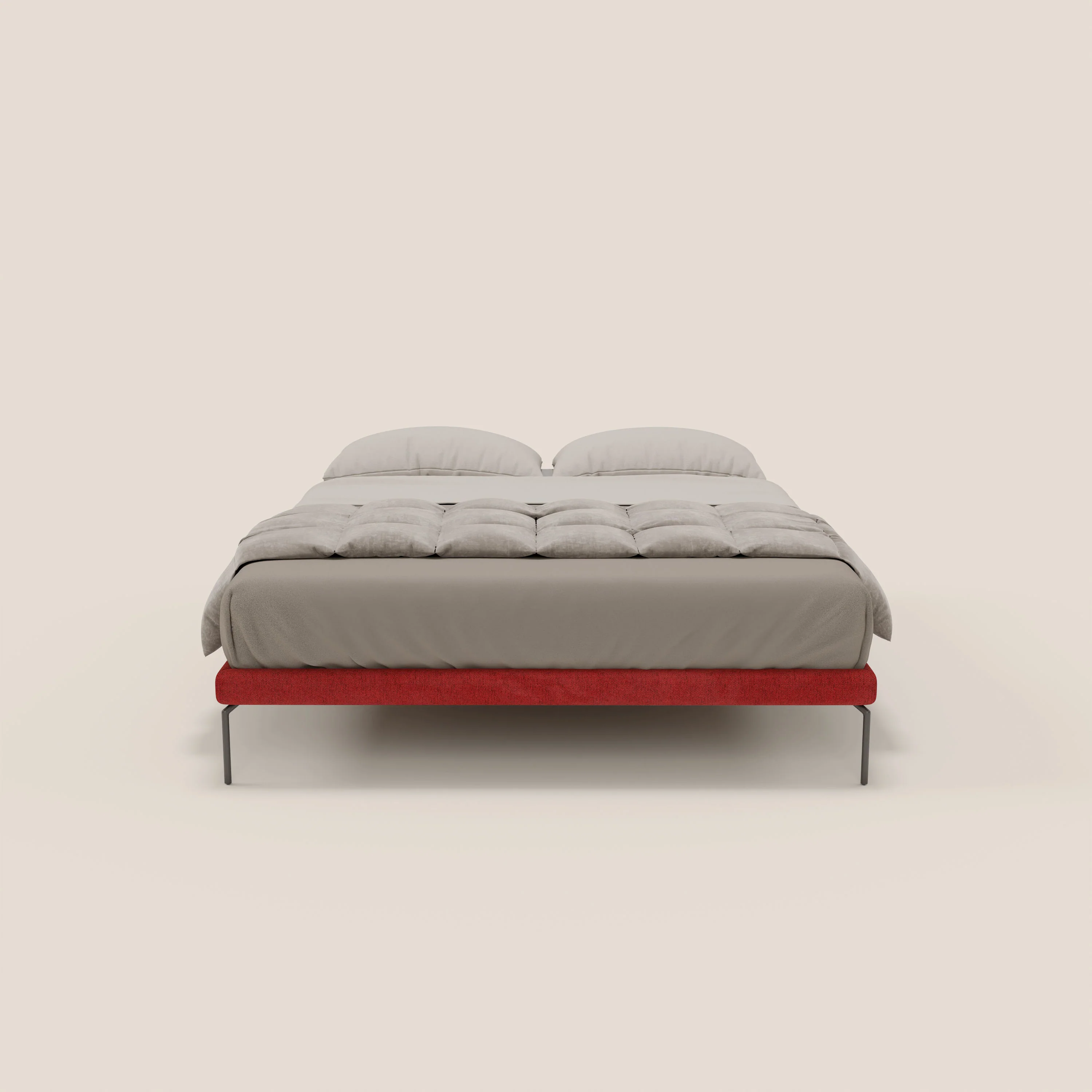 Ring sommier déhoussable avec pieds H 24cm en tissu imperméable T14 rouge - Image 2