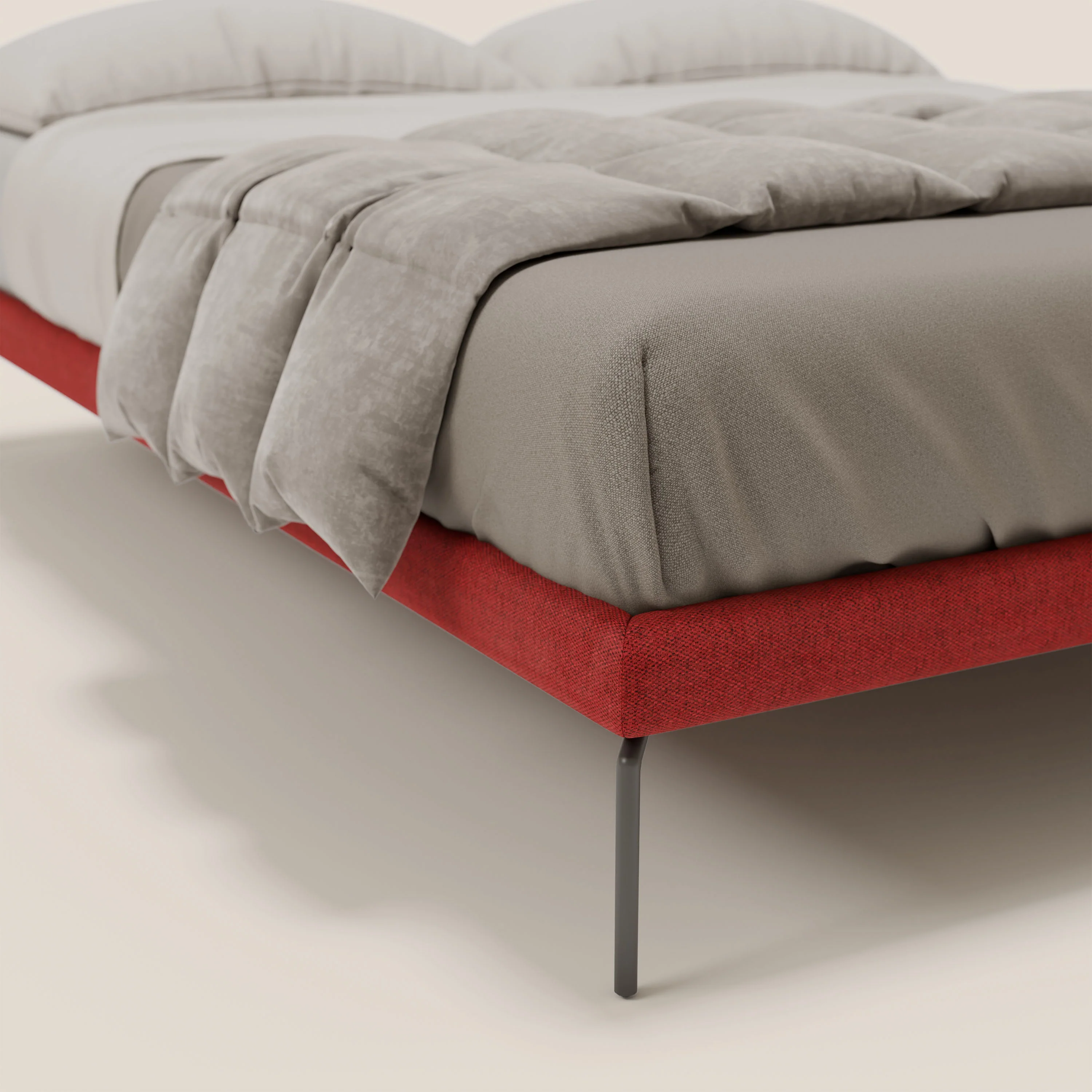 Ring sommier déhoussable avec pieds H 24cm en tissu imperméable T14 rouge - Image 5