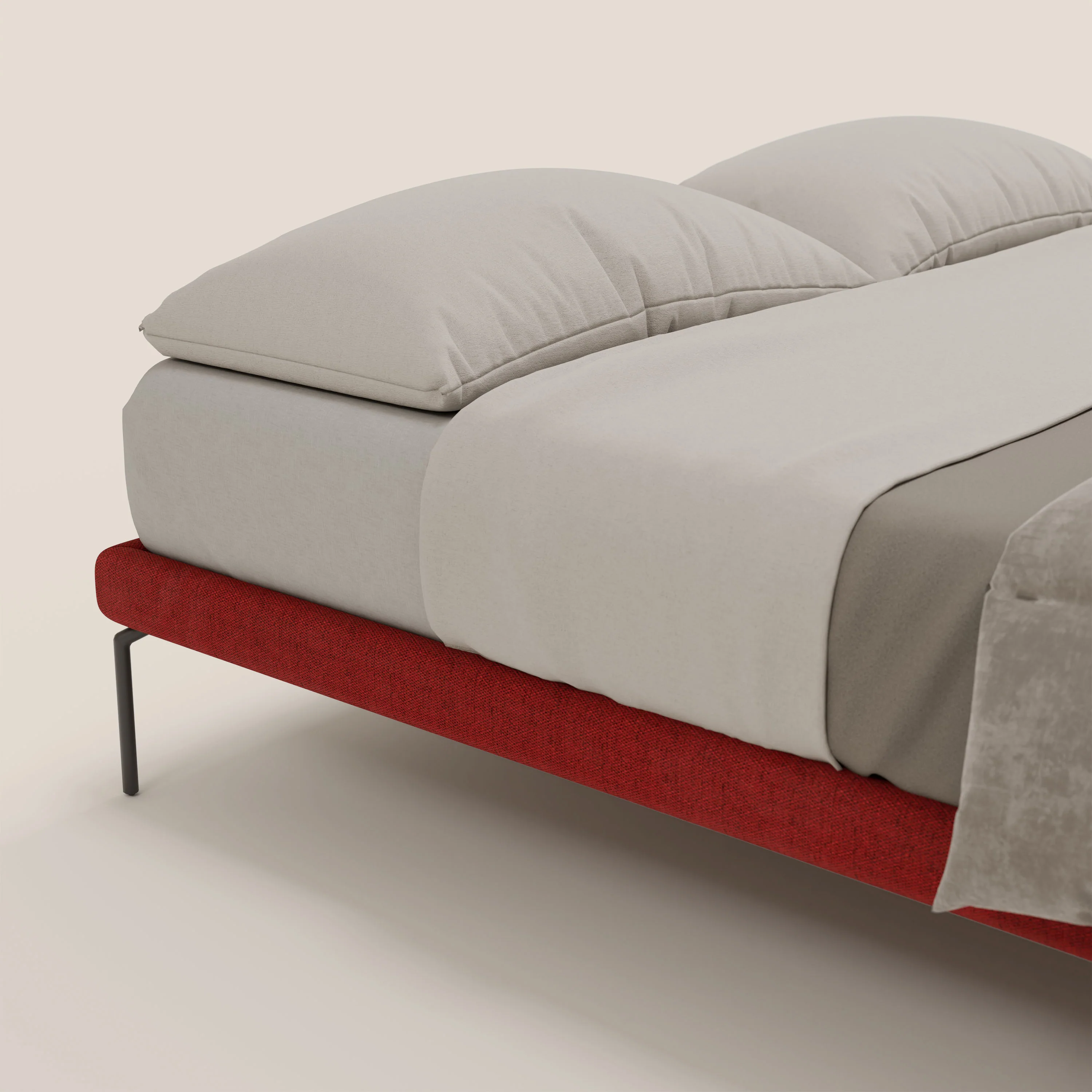Ring sommier déhoussable avec pieds H 24cm en tissu imperméable T14 rouge - Image 6